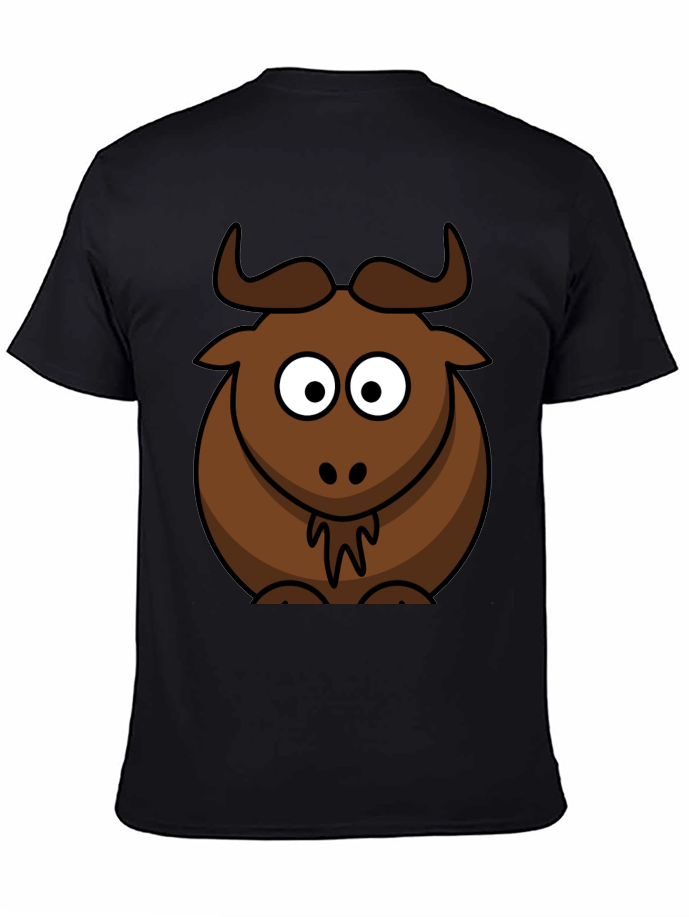 Black Cartoon Bull Graphic Tee - Black Cotton T-Shirt view 4