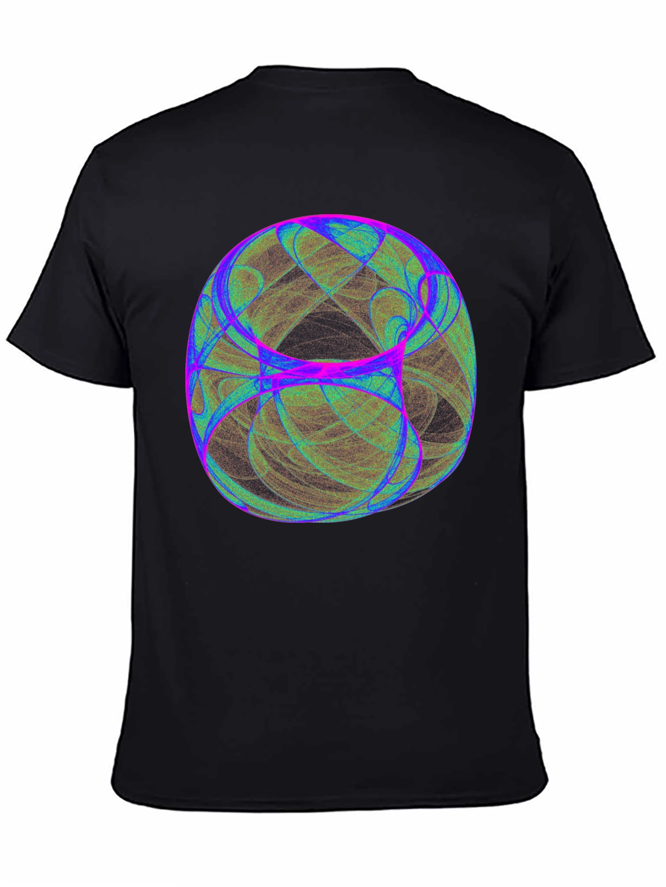 Black Abstract Orb Graphic Tee - Black Cotton Blend T-Shirt view 4