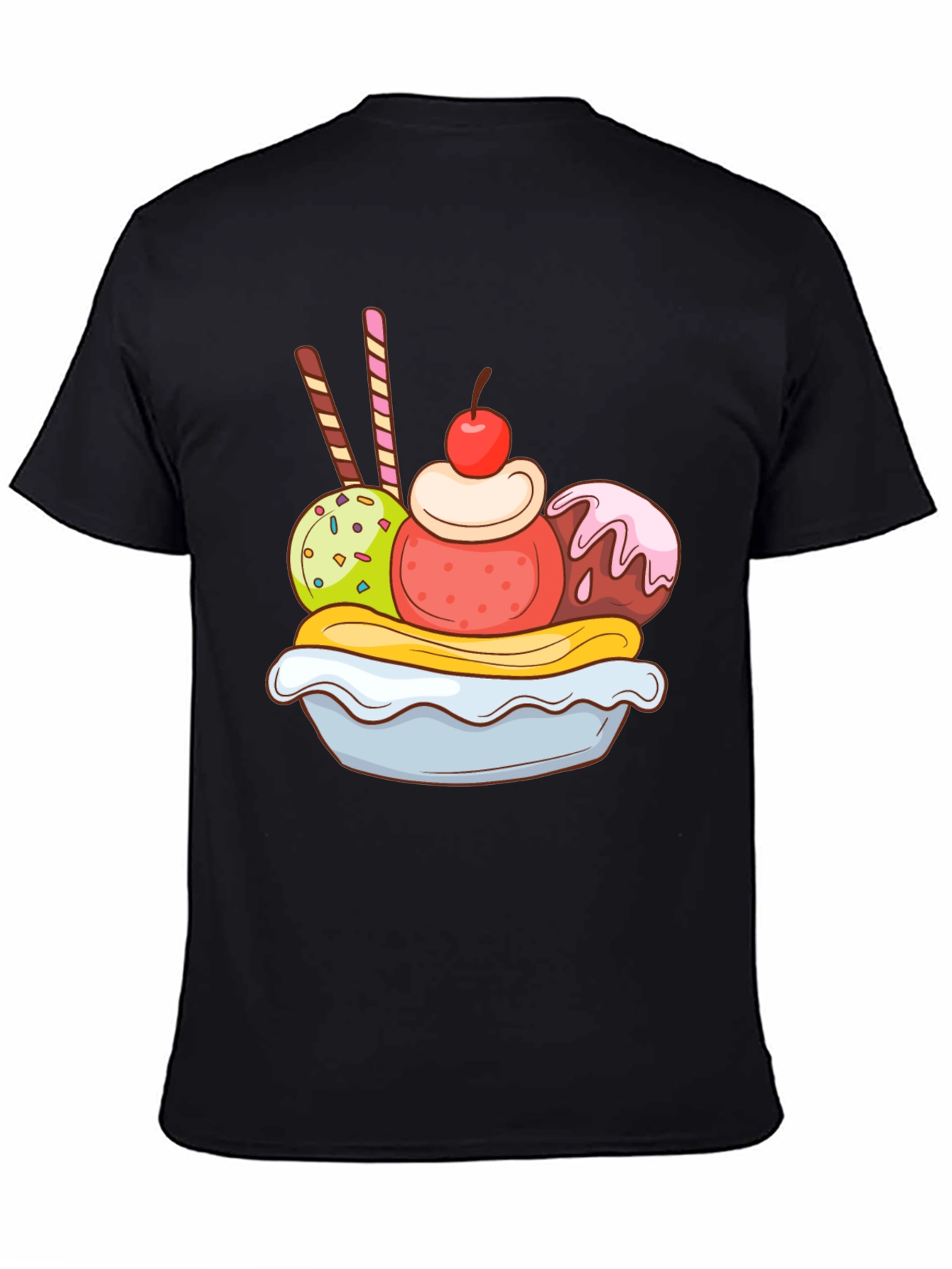 Black Banana Split Graphic Tee - Dessert Lover T-Shirt view 4