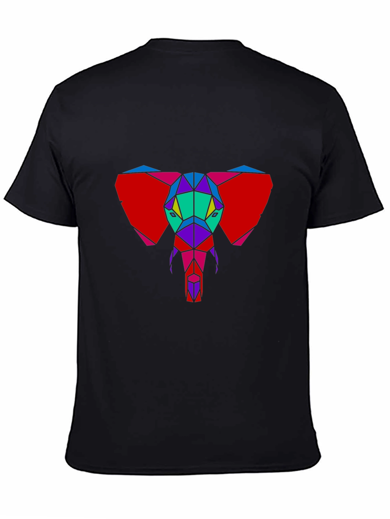 Black Geometric Elephant Graphic Tee - Unique Design view 4