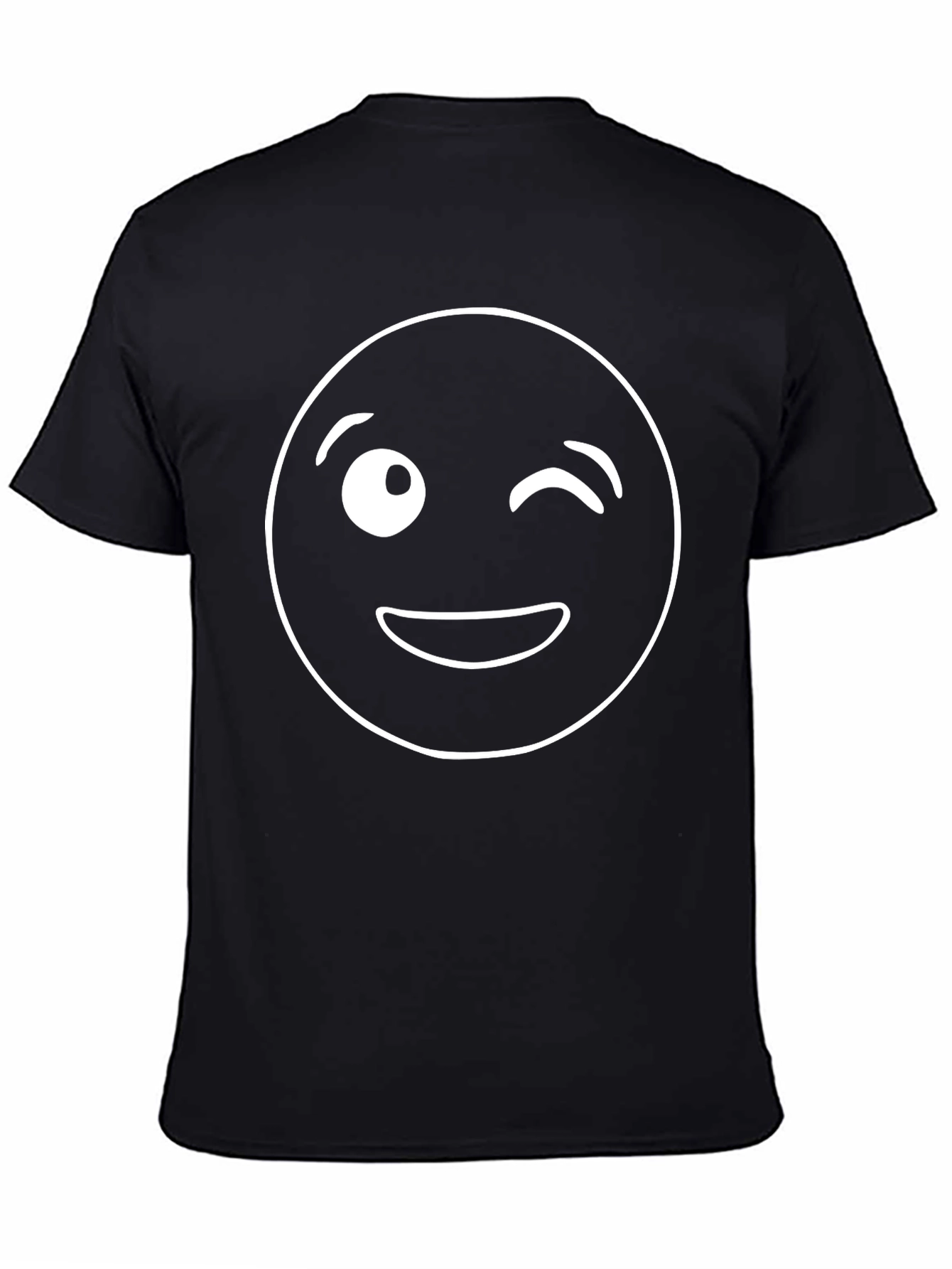 Black Winking Emoji Graphic Tee - Black Cotton T-Shirt view 4