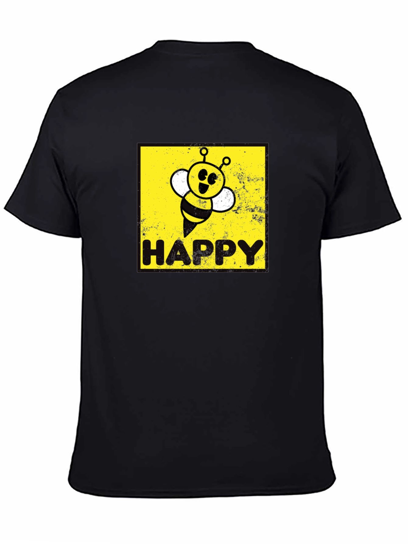 Black Happy Bee Graphic Tee - Black Cotton Blend view 4