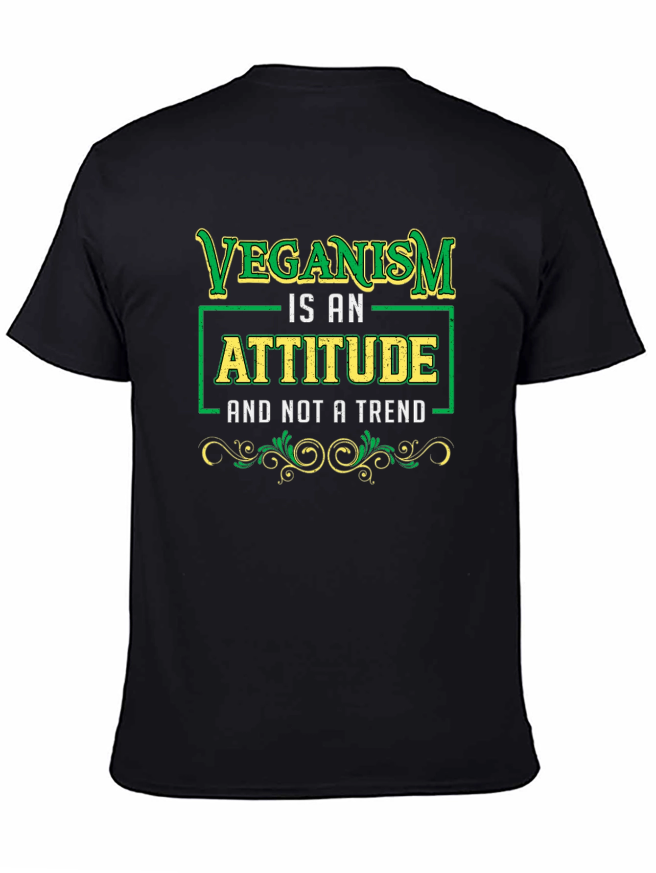 Black Veganism Attitude Black T-Shirt view 4