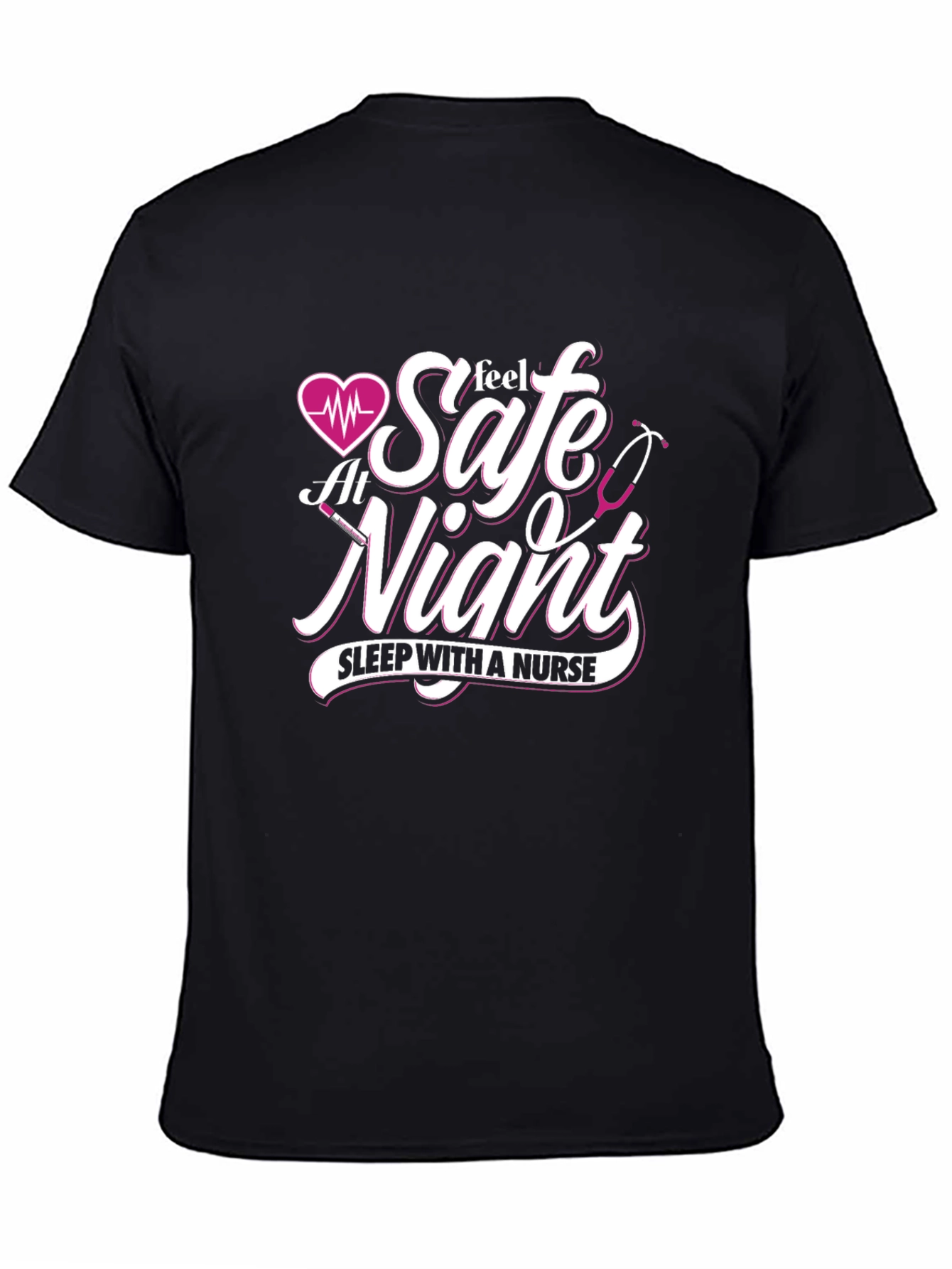 Black Feel Safe At Night Nurse T-Shirt view 4
