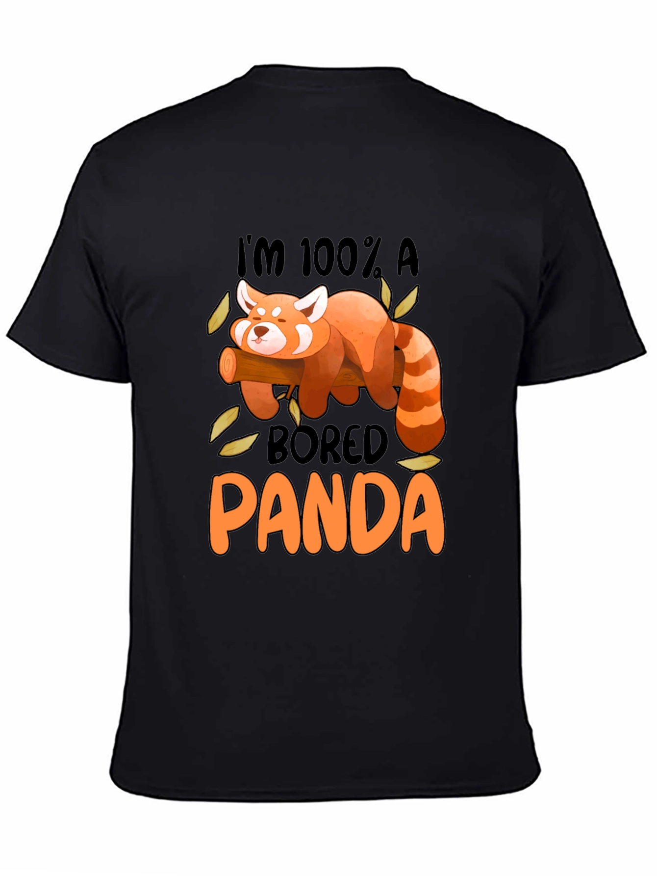 Black Bored Panda Graphic Tee - Black Cotton Casual Shirt view 4