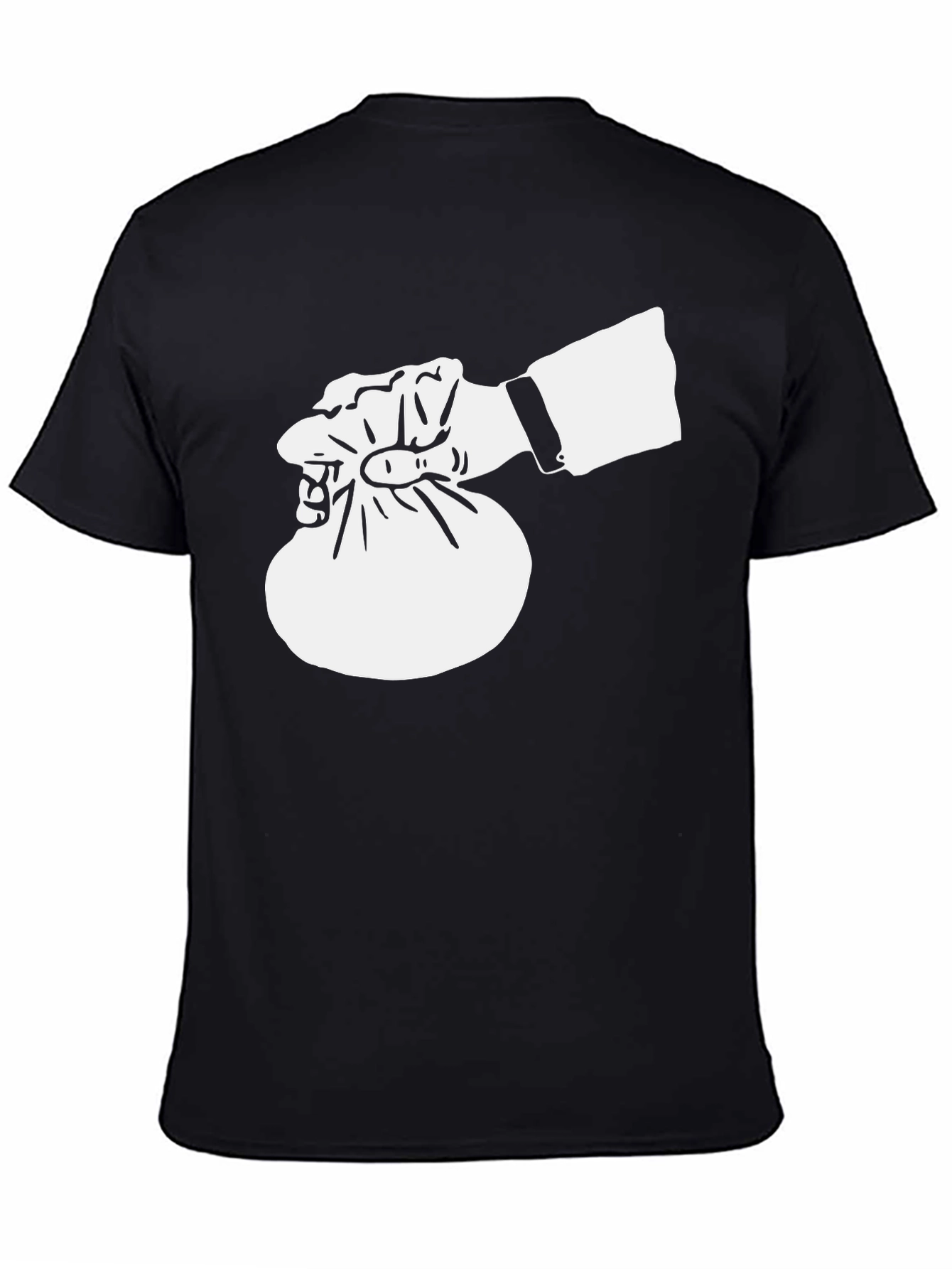 Black Money Bag T-Shirt - Black Crew Neck view 4