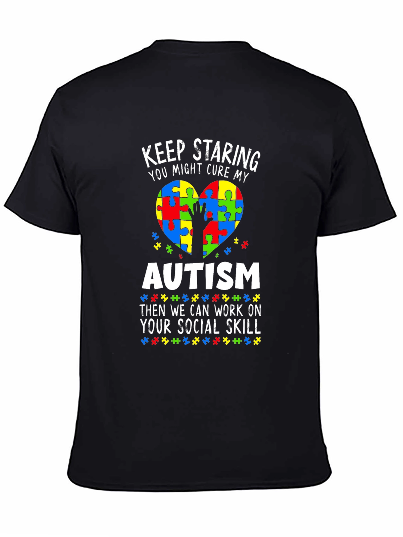 Black Autism Awareness T-Shirt Social Skills view 4