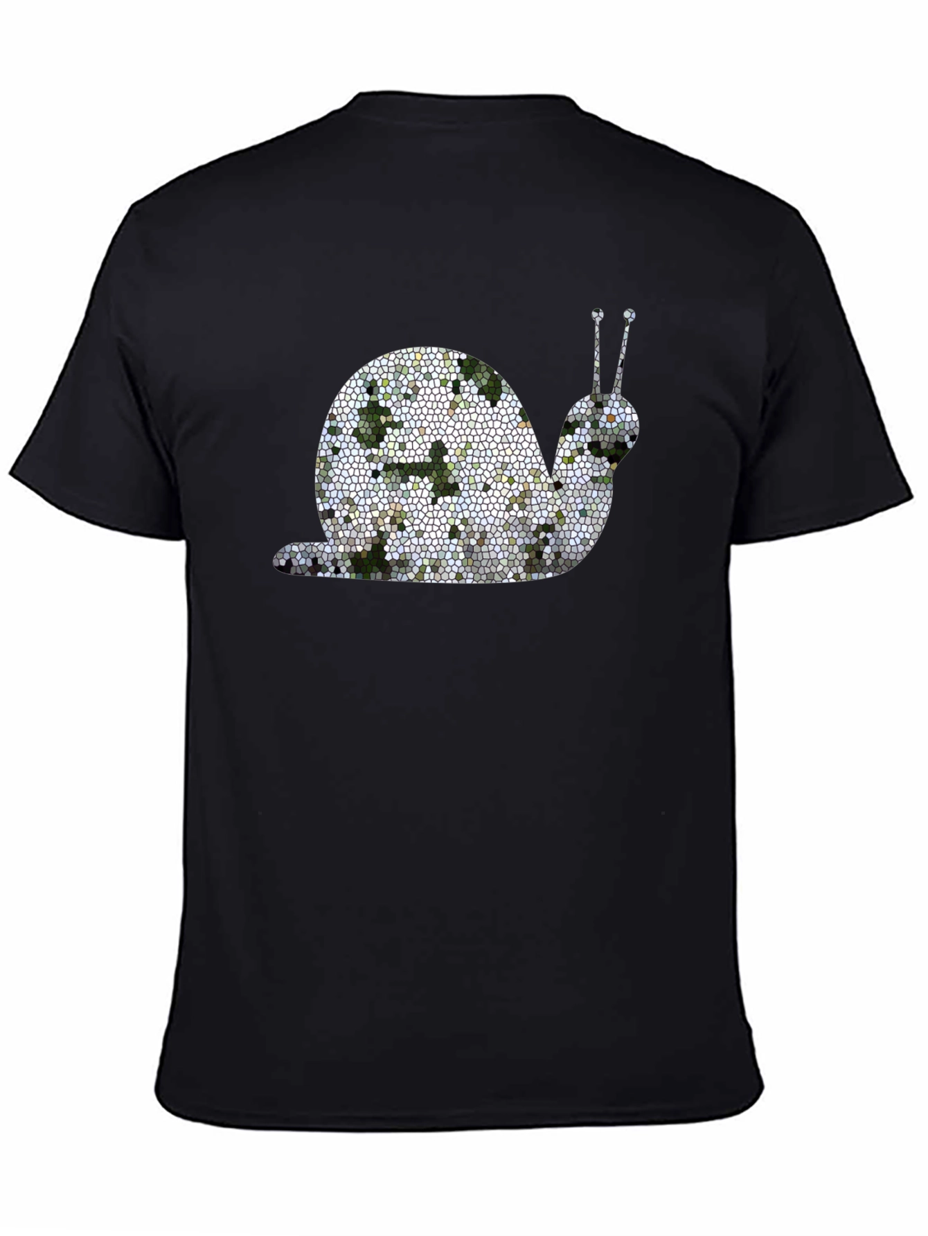 Black Mosaic Snail Graphic Tee - Unique Design view 4