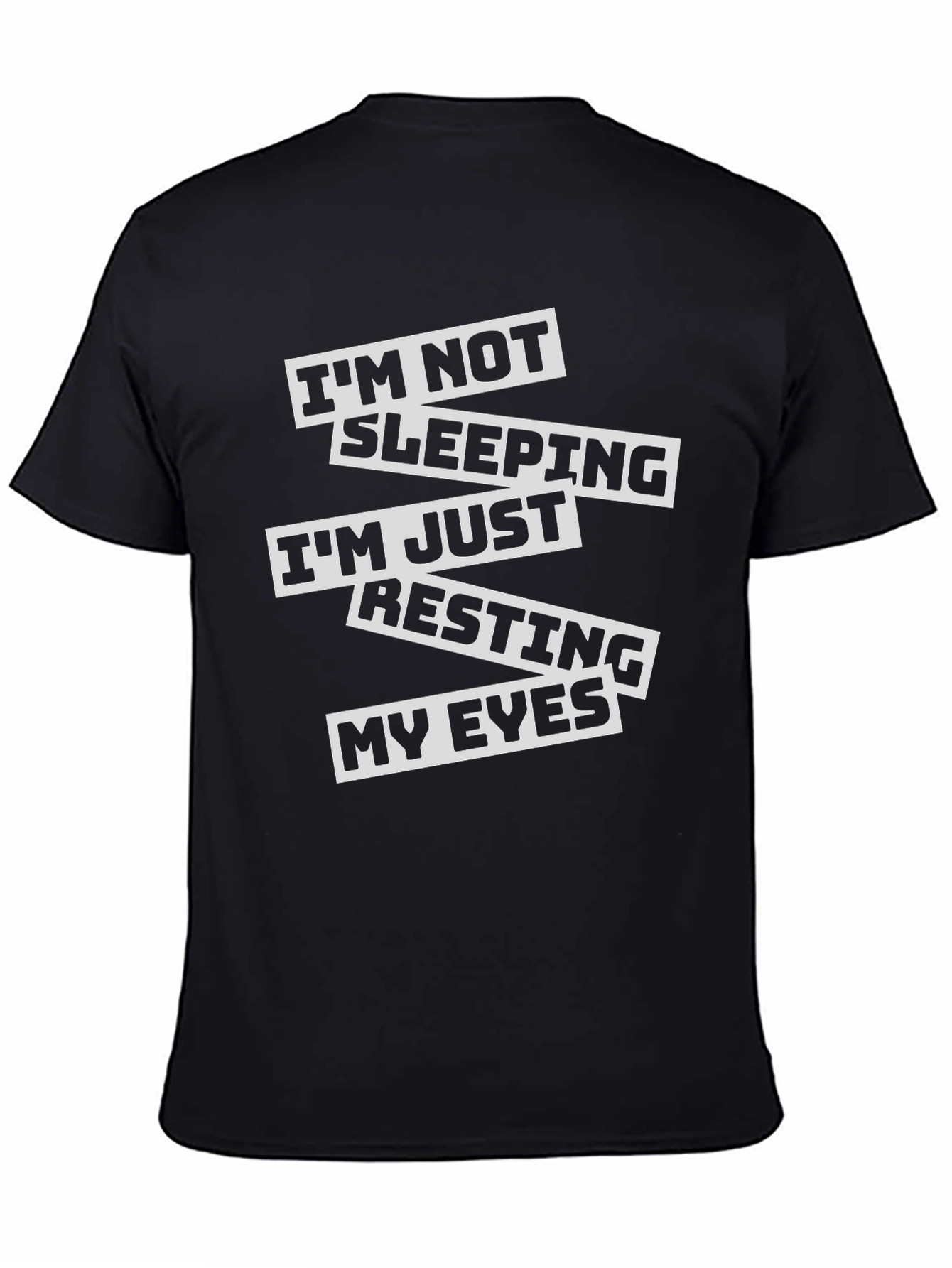 Black Funny I'm Not Sleeping Men's Black T-Shirt view 4