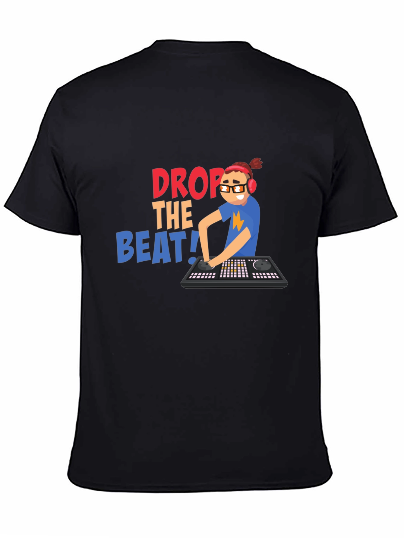 Black Drop the Beat T-Shirt - DJ Graphic Tee view 4