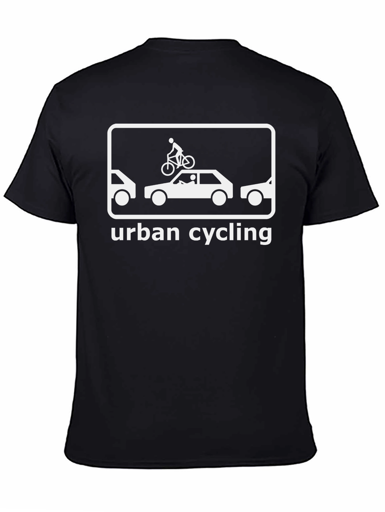 Black Urban Cycling T-Shirt - Black Cotton Tee with Graphic Print view 4