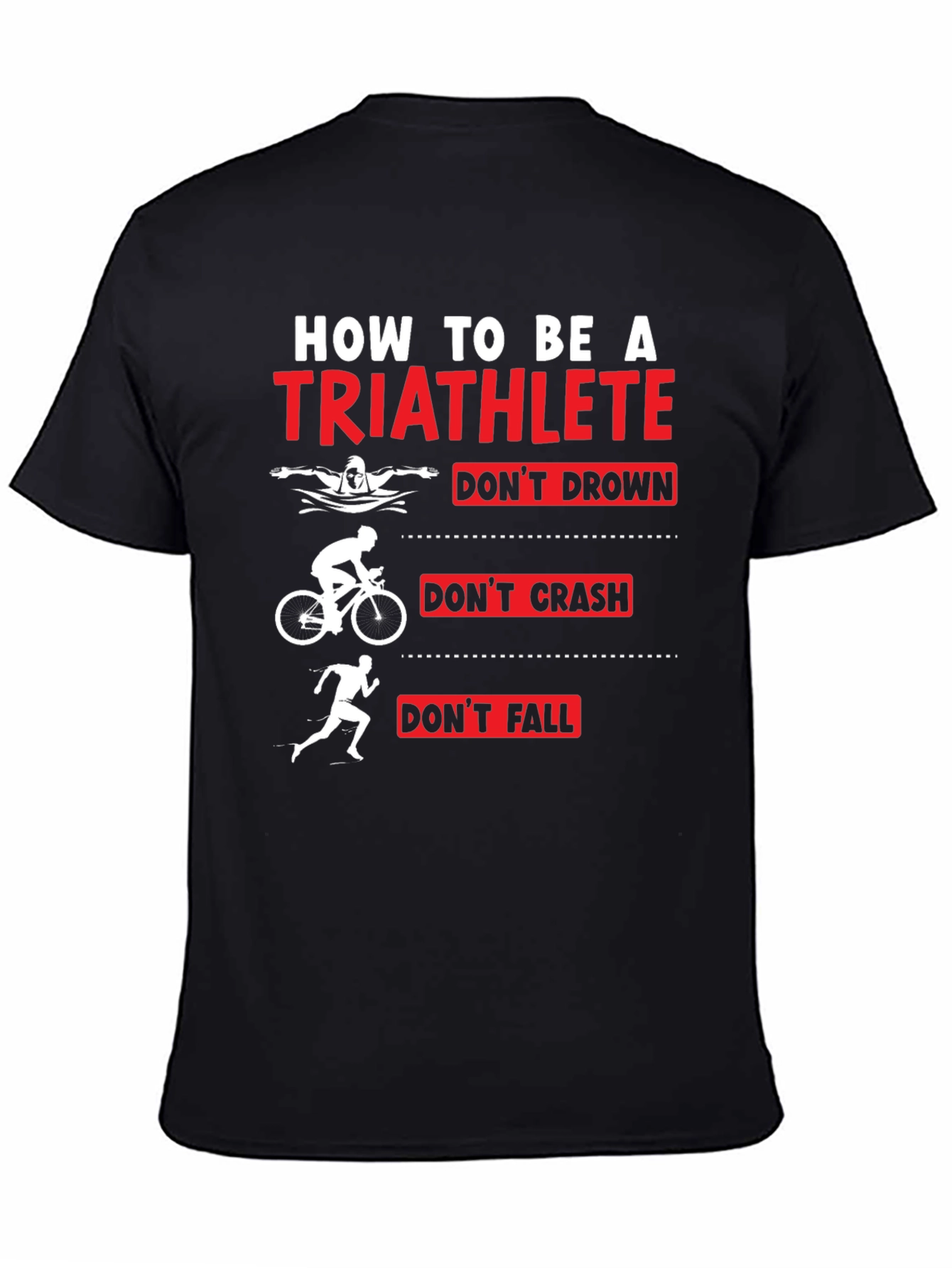 Black Triathlete T-Shirt - Swim Bike Run Funny Tee view 4