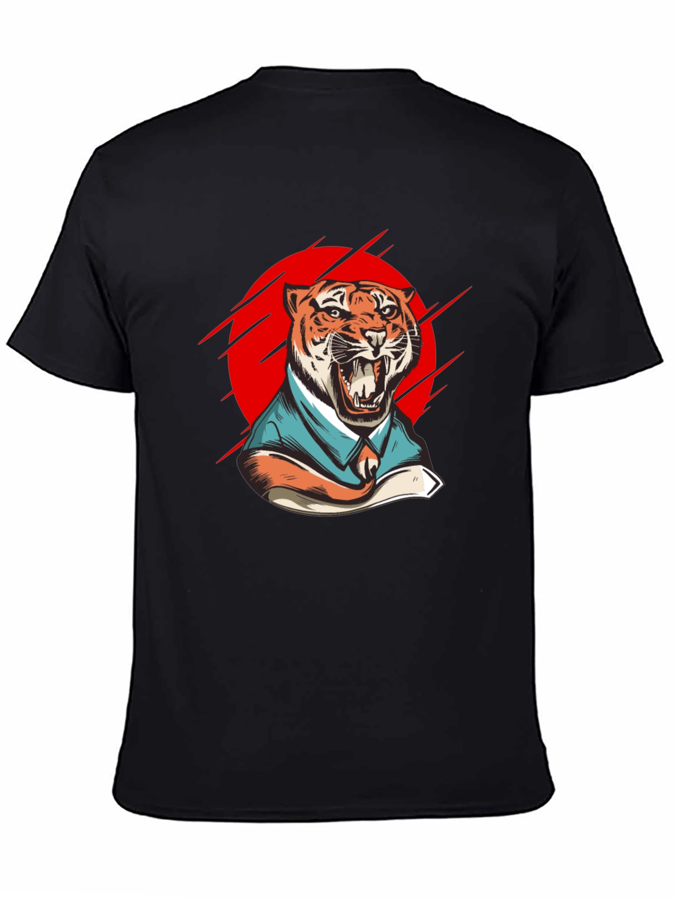 Black Tiger in Suit Graphic T-Shirt - Black view 4