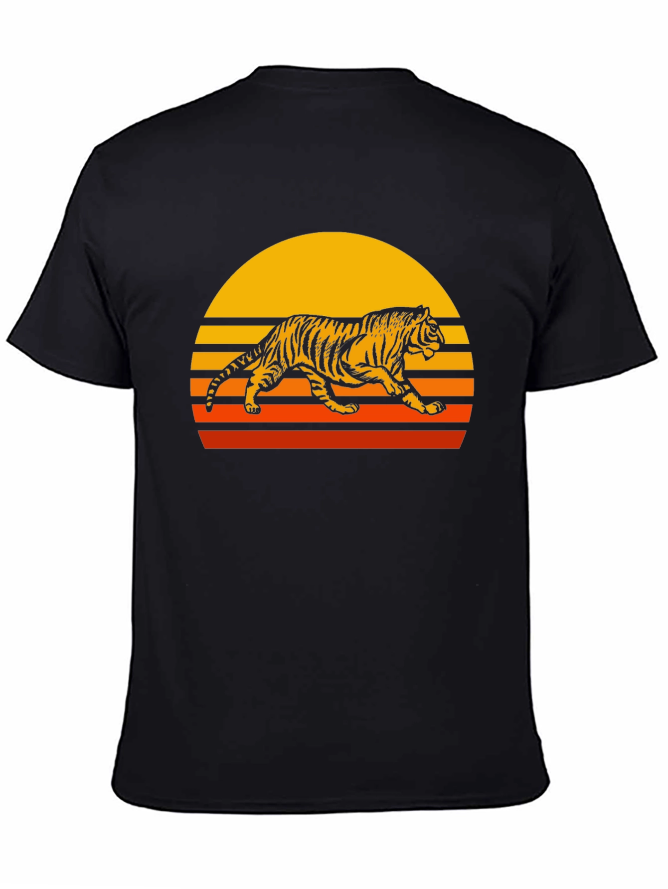 Black Retro Tiger Graphic Tee - Vintage Style Men's T-Shirt view 4