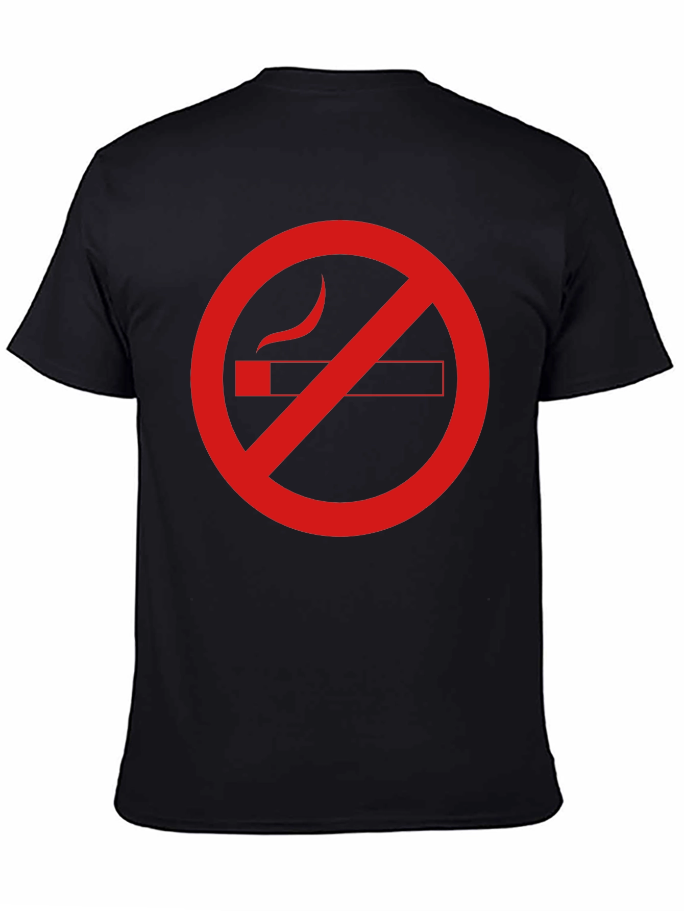Black No Smoking Graphic Tee - Black Cotton Casual T-Shirt view 4
