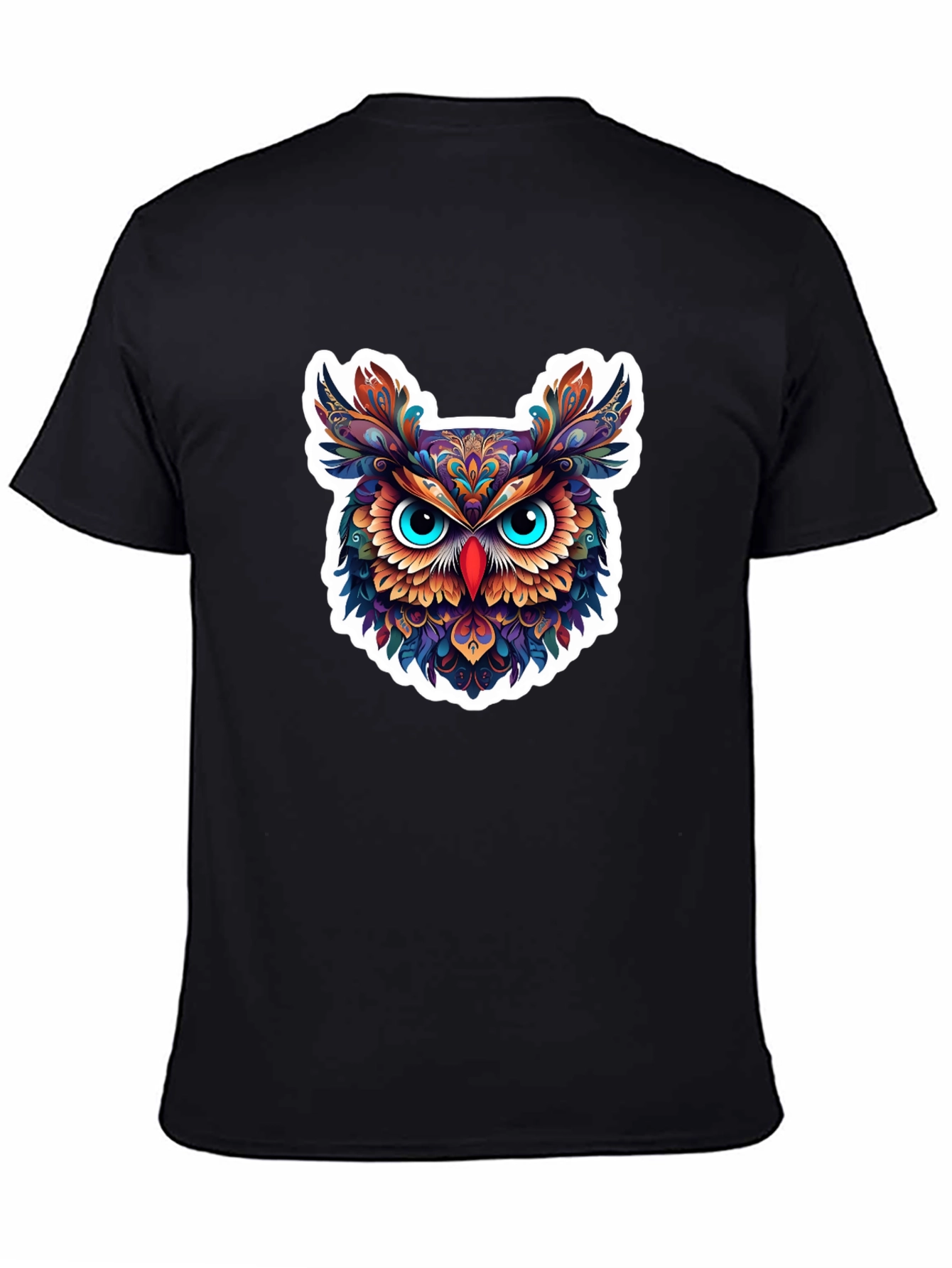 Black Men's Black Owl Graphic Tee view 4