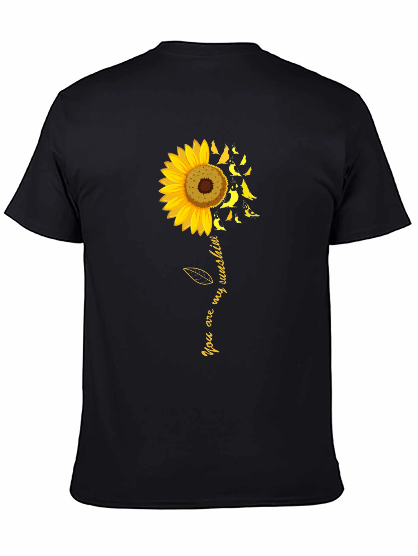 Black Sunflower Bird T-Shirt - You Are My Sunshine Tee view 4