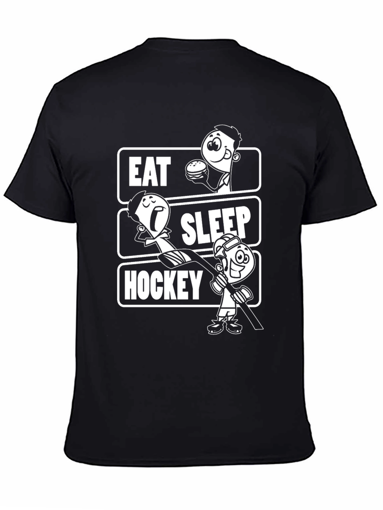 Black Eat Sleep Hockey Black Graphic T-Shirt view 4