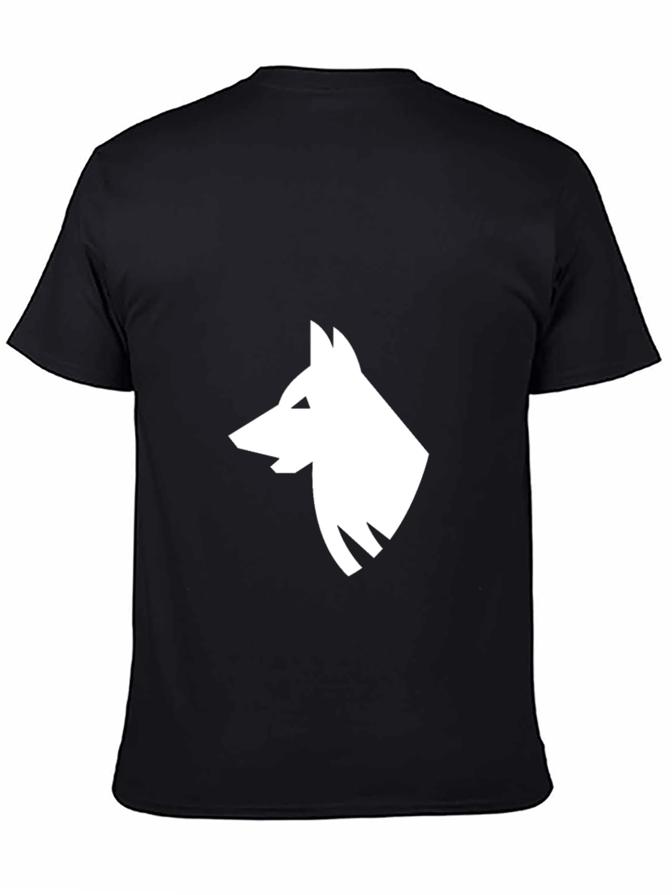 Black Black T-Shirt with White Wolf Graphic view 4