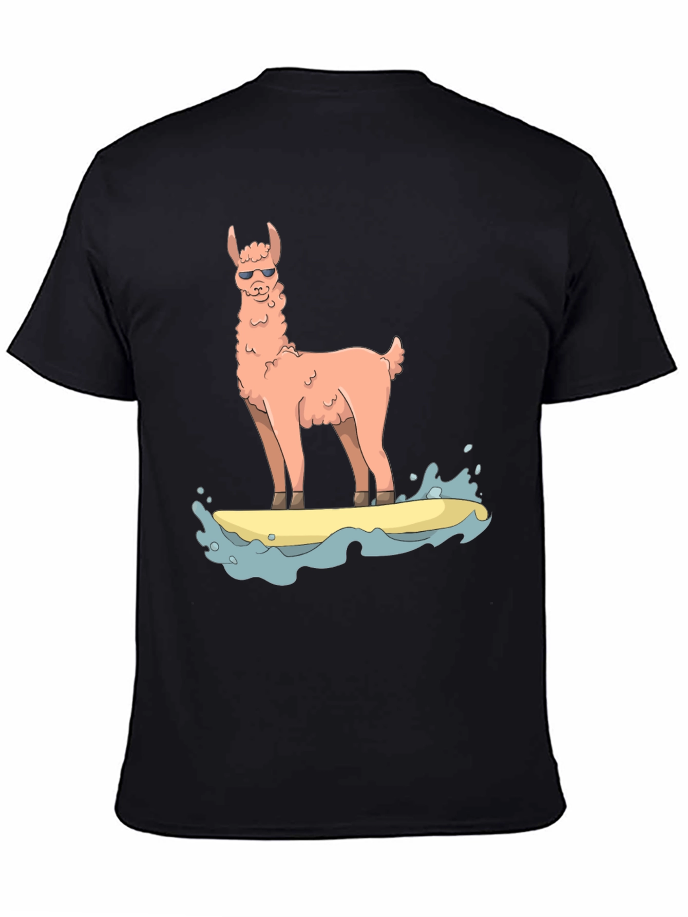 Black Surfing Llama Graphic Tee view 4