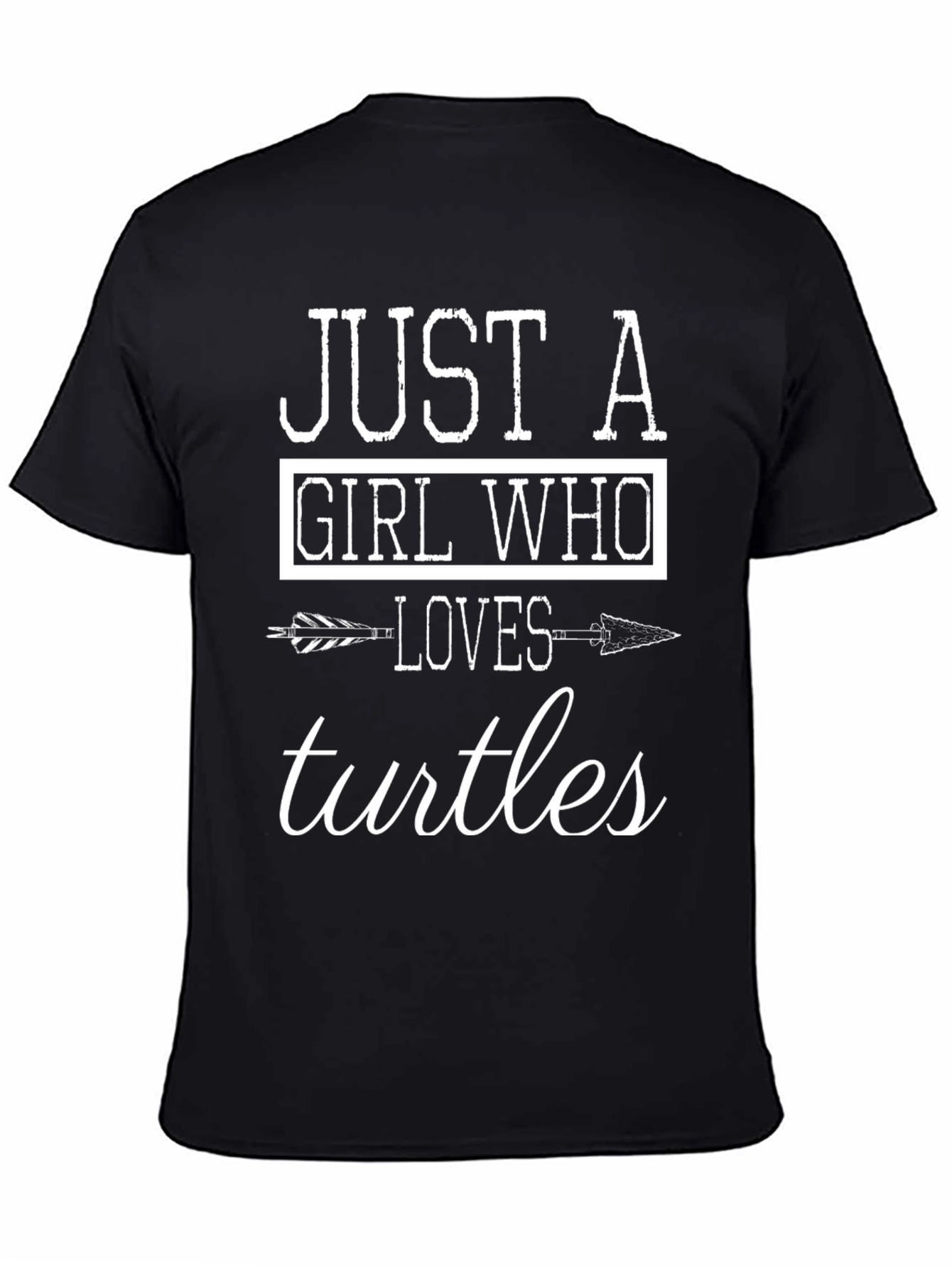 Black Just a Girl Who Loves Turtles T-Shirt view 4