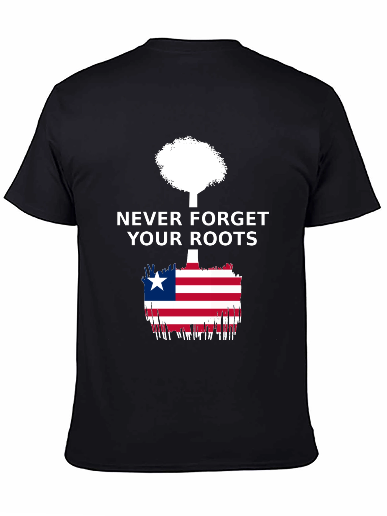 Black Never Forget Your Roots Liberia Flag T-Shirt view 4