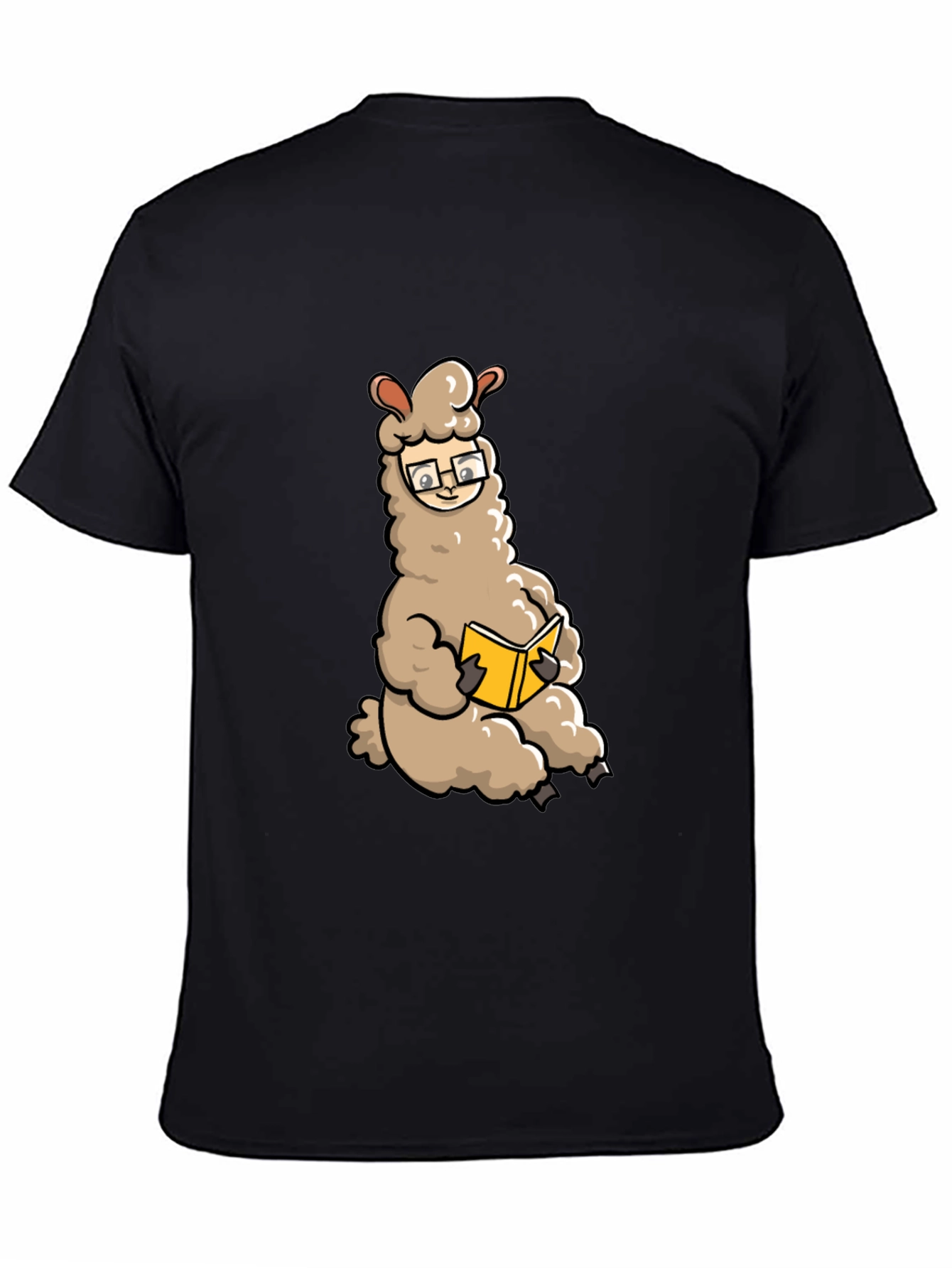 Black Llama Reading Book Graphic Tee - Black view 4