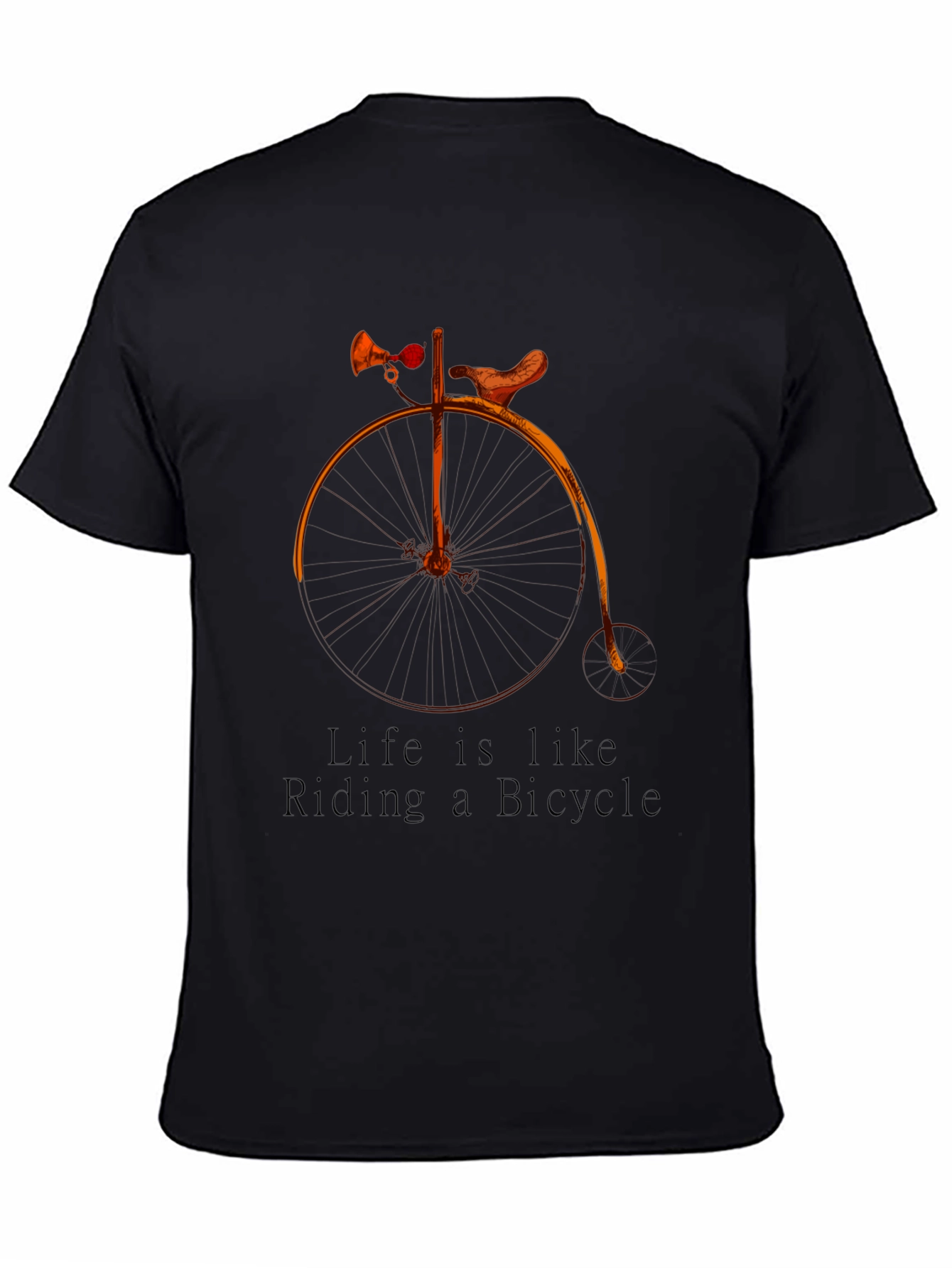 Black Vintage Bicycle T-Shirt - "Life is like Riding" Graphic Tee view 4