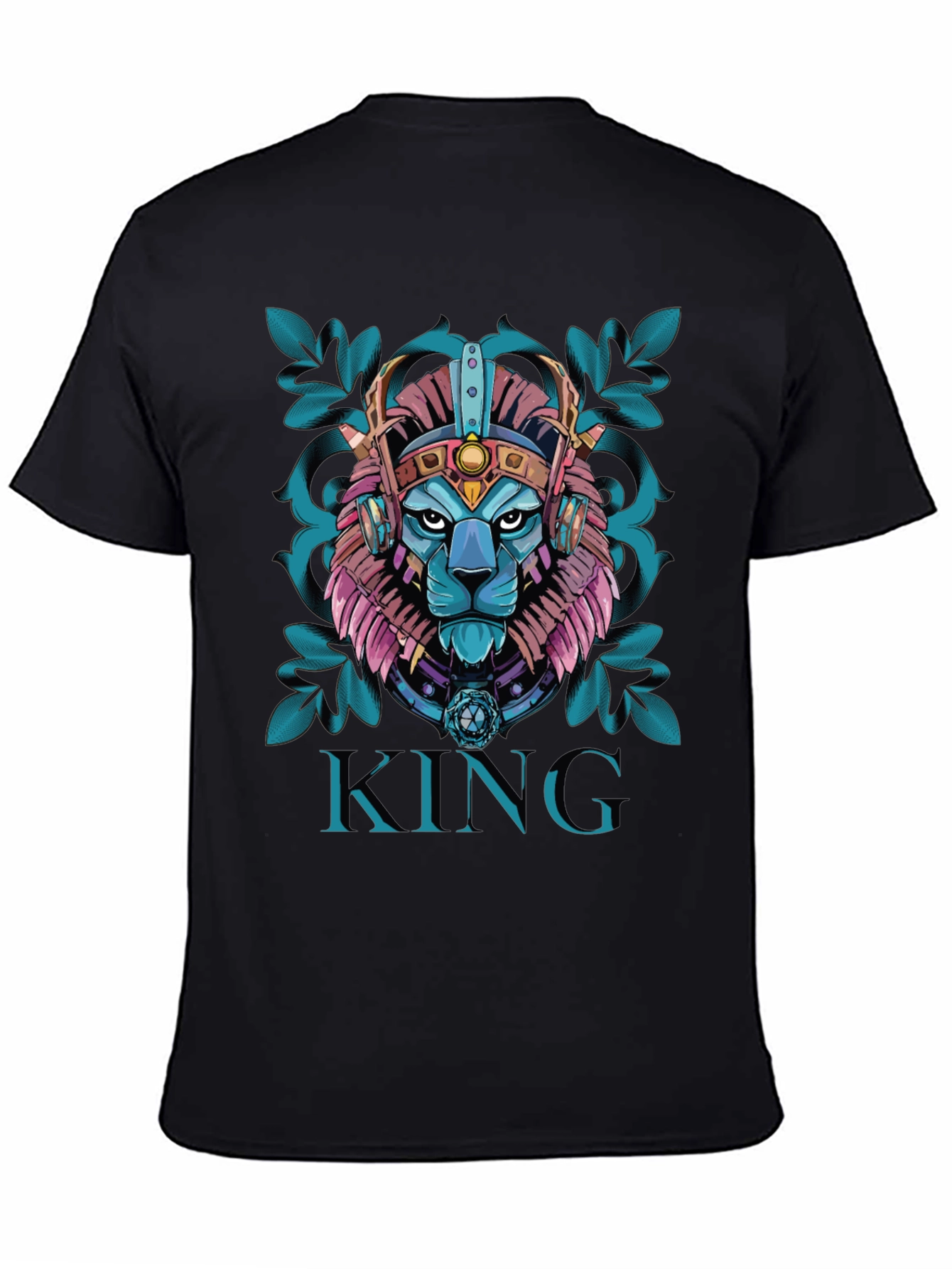Black King Lion Graphic Tee - Unique Design view 4