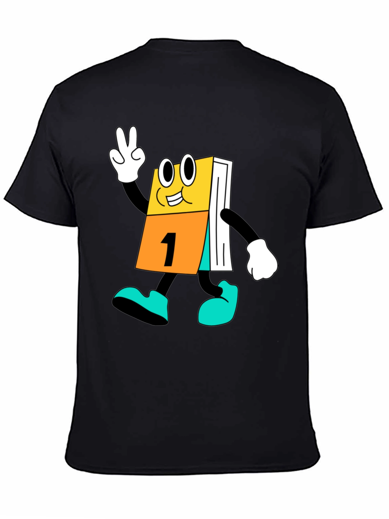 Black Cartoon Calendar Black T-Shirt view 4