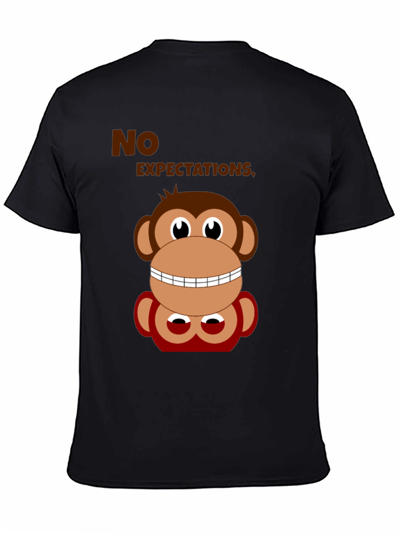 Black Funny Monkey No Expectations Graphic Tee view 4