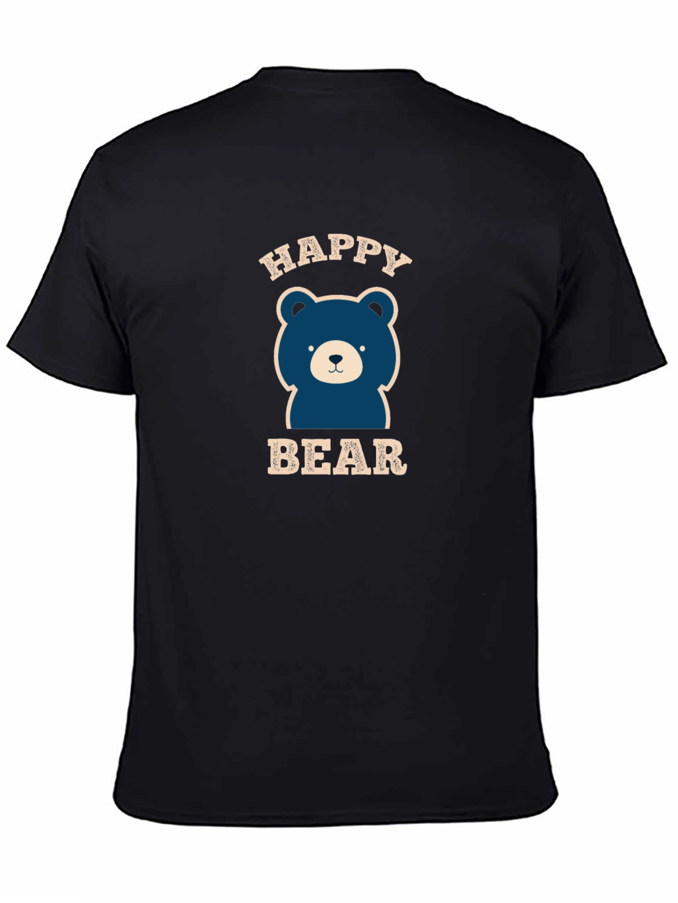 Black Happy Bear Graphic Tee - Black Cotton Blend view 4