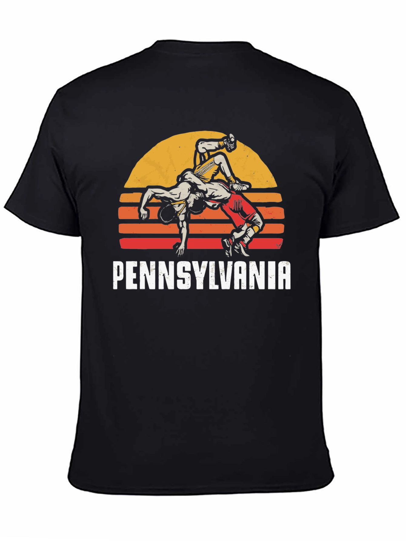 Black Pennsylvania Wrestling Retro Graphic T-Shirt view 4