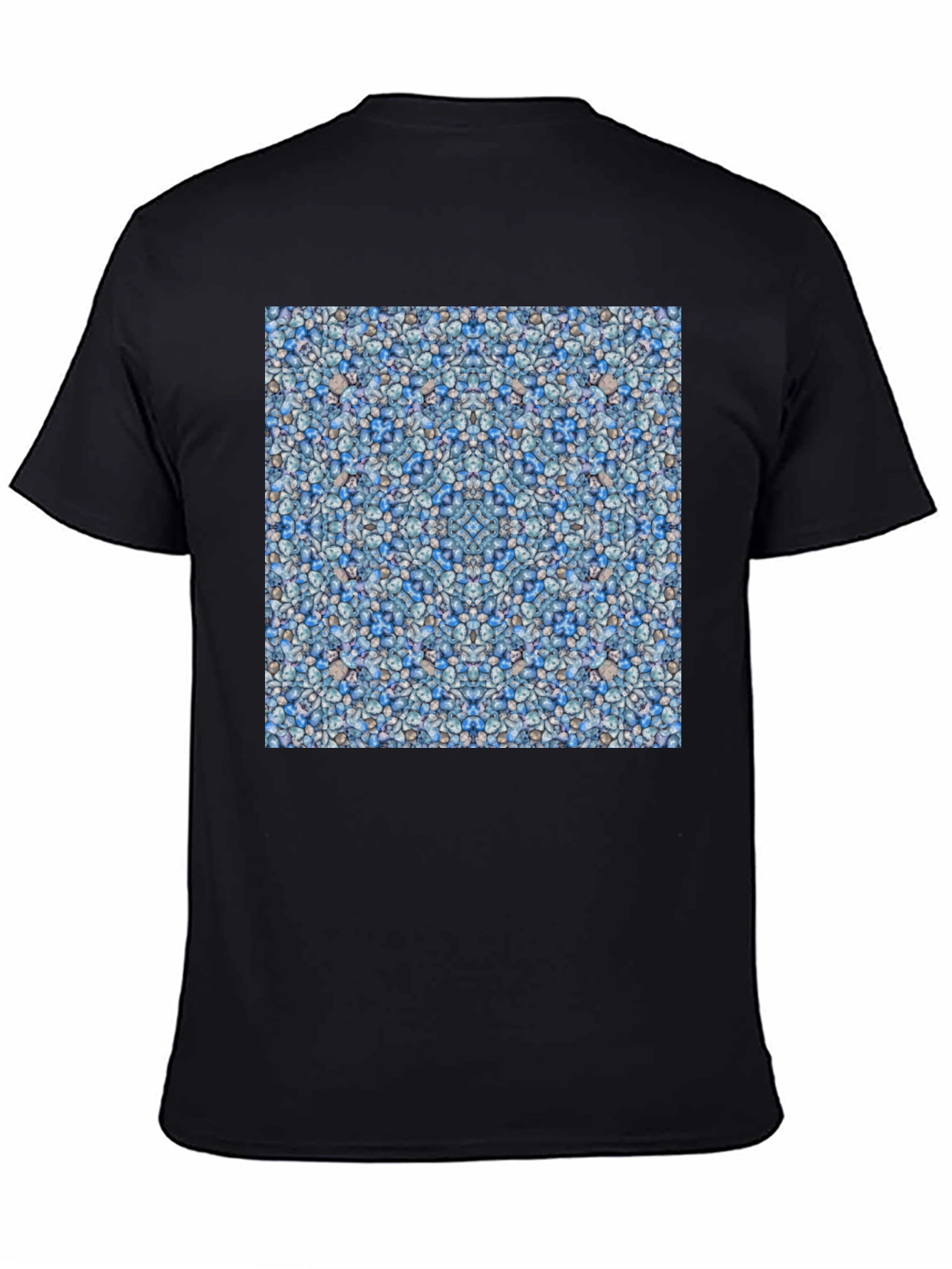 Black Blue Pebble Pattern Black T-Shirt view 4