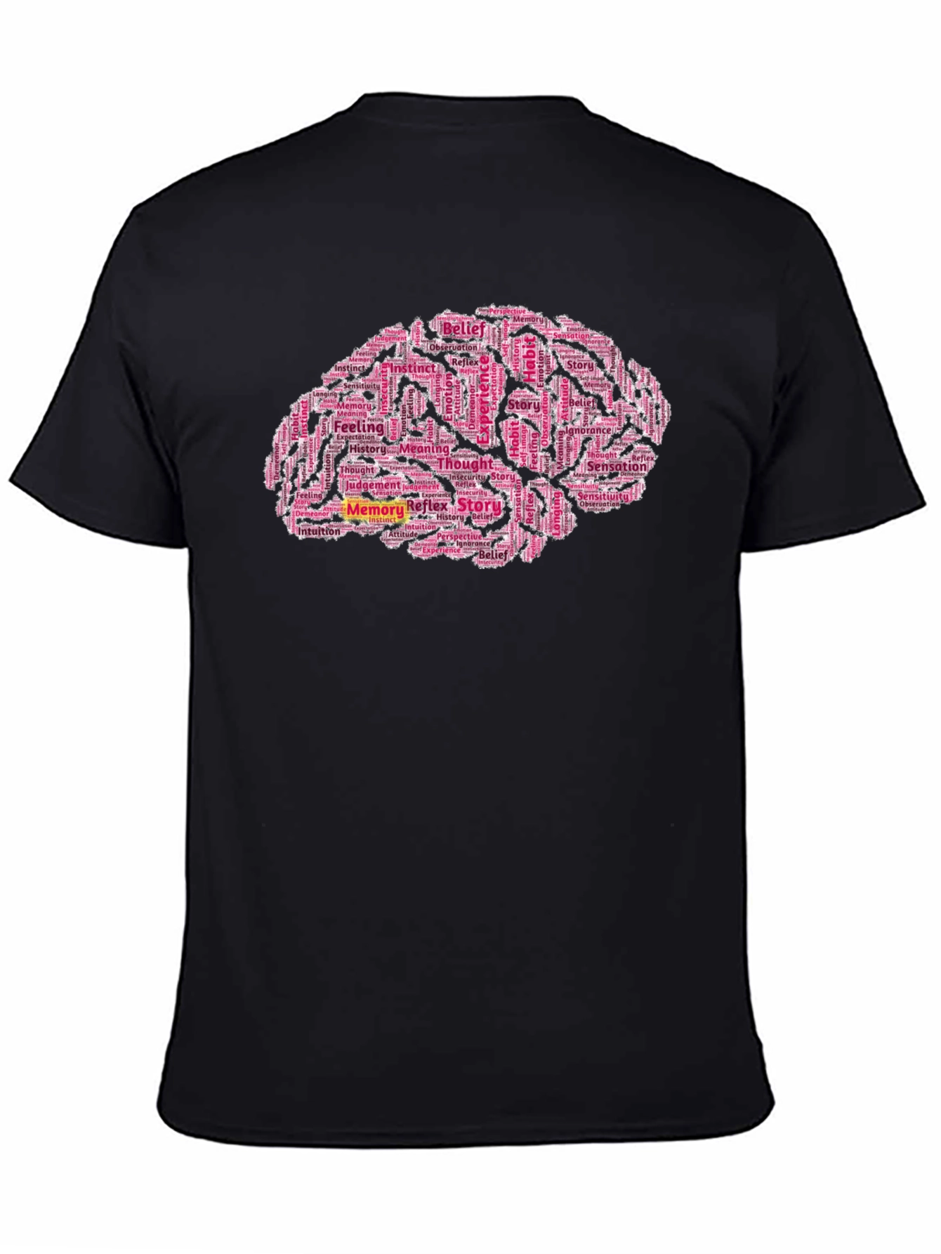 Black Brain Word Cloud Black T-Shirt view 4
