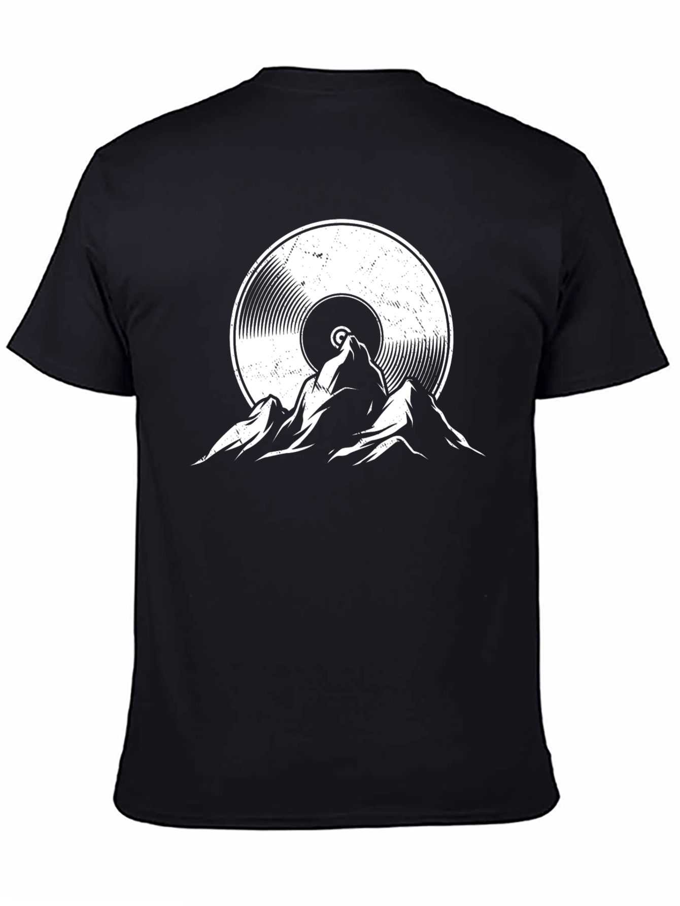 Black Vinyl Record Mountain Black T-Shirt view 4