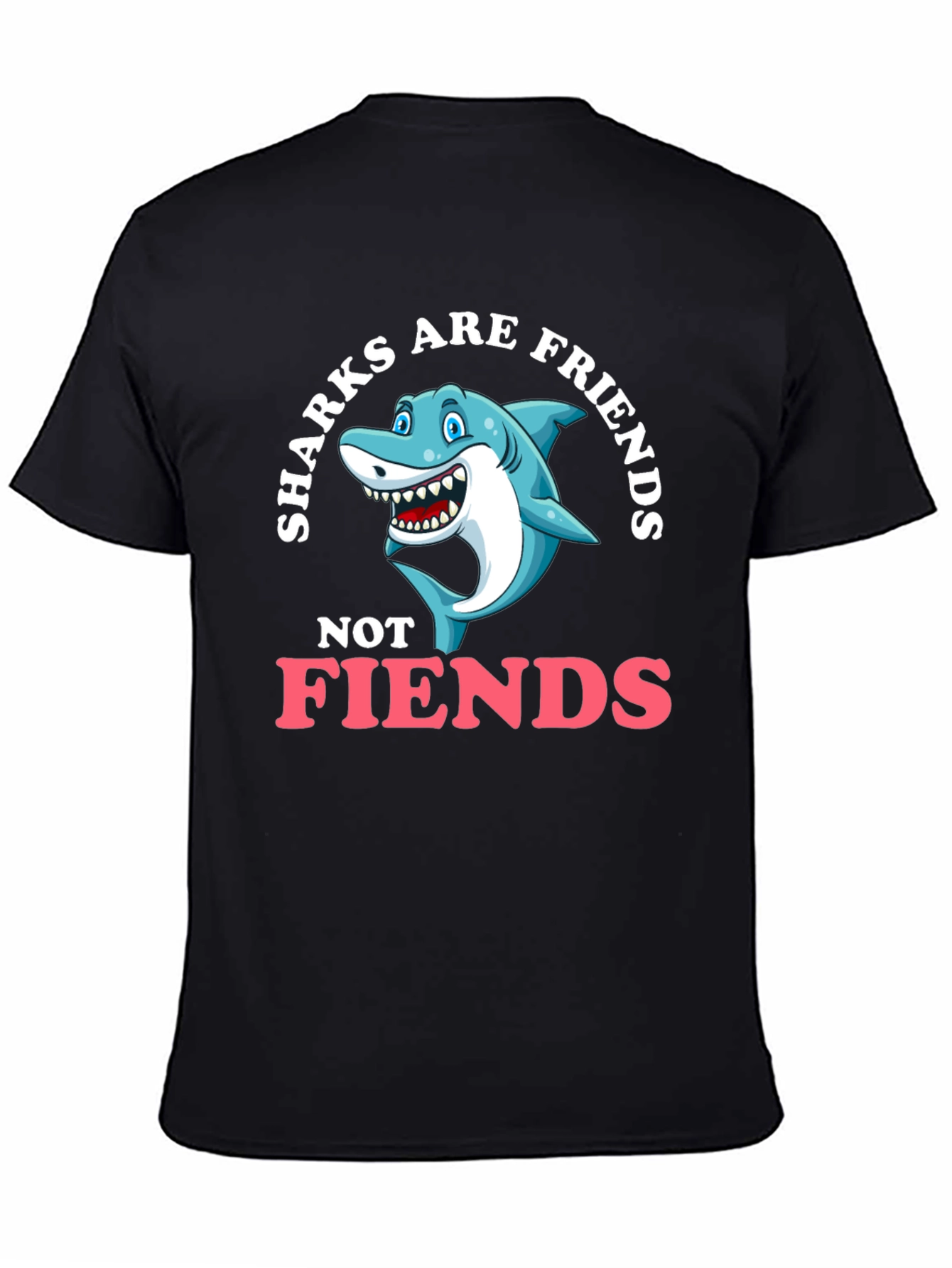 Black Sharks Are Friends T-Shirt - Funny Graphic Tee view 4