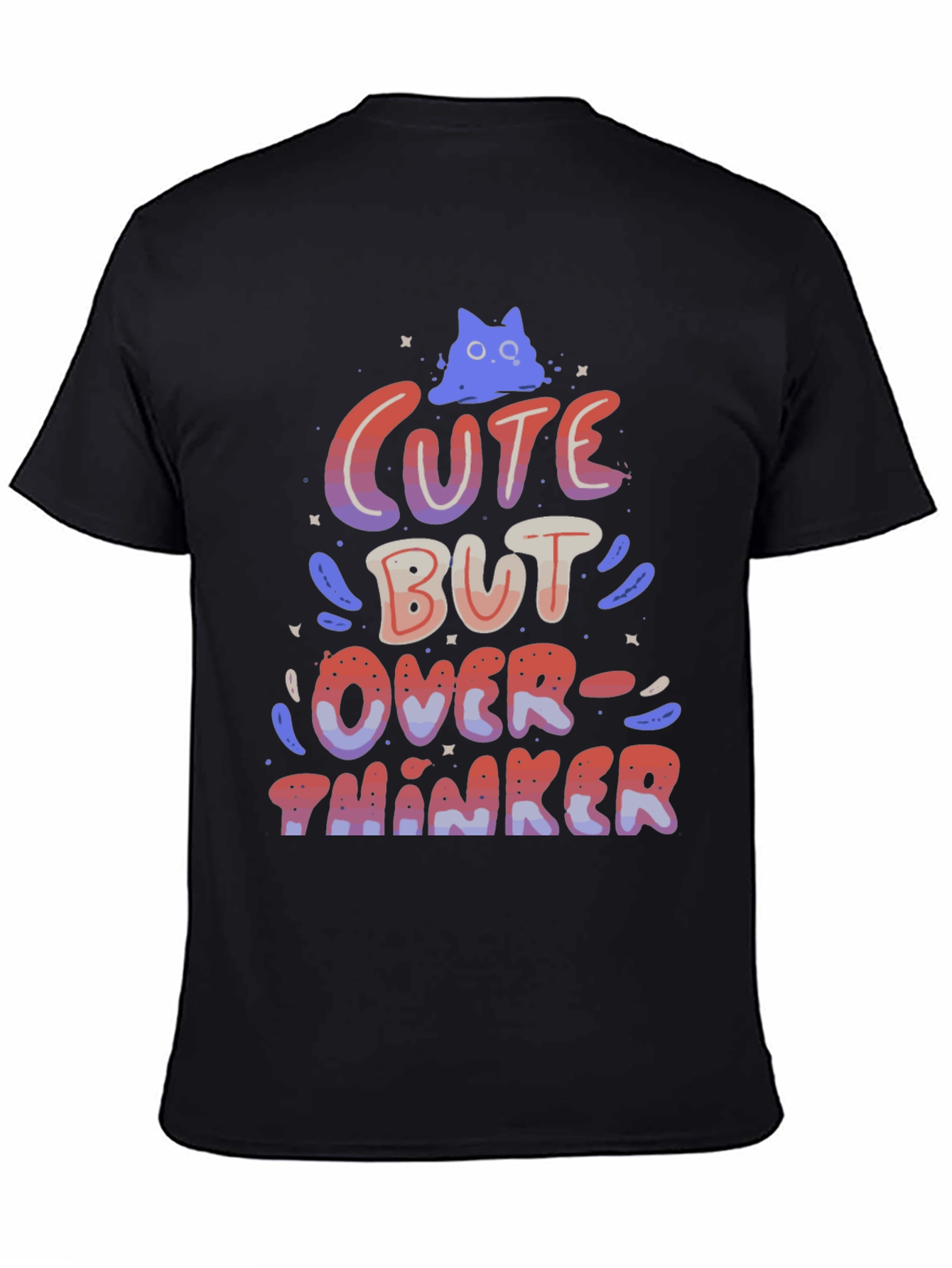 Black Cute But Overthinker Graphic T-Shirt view 4