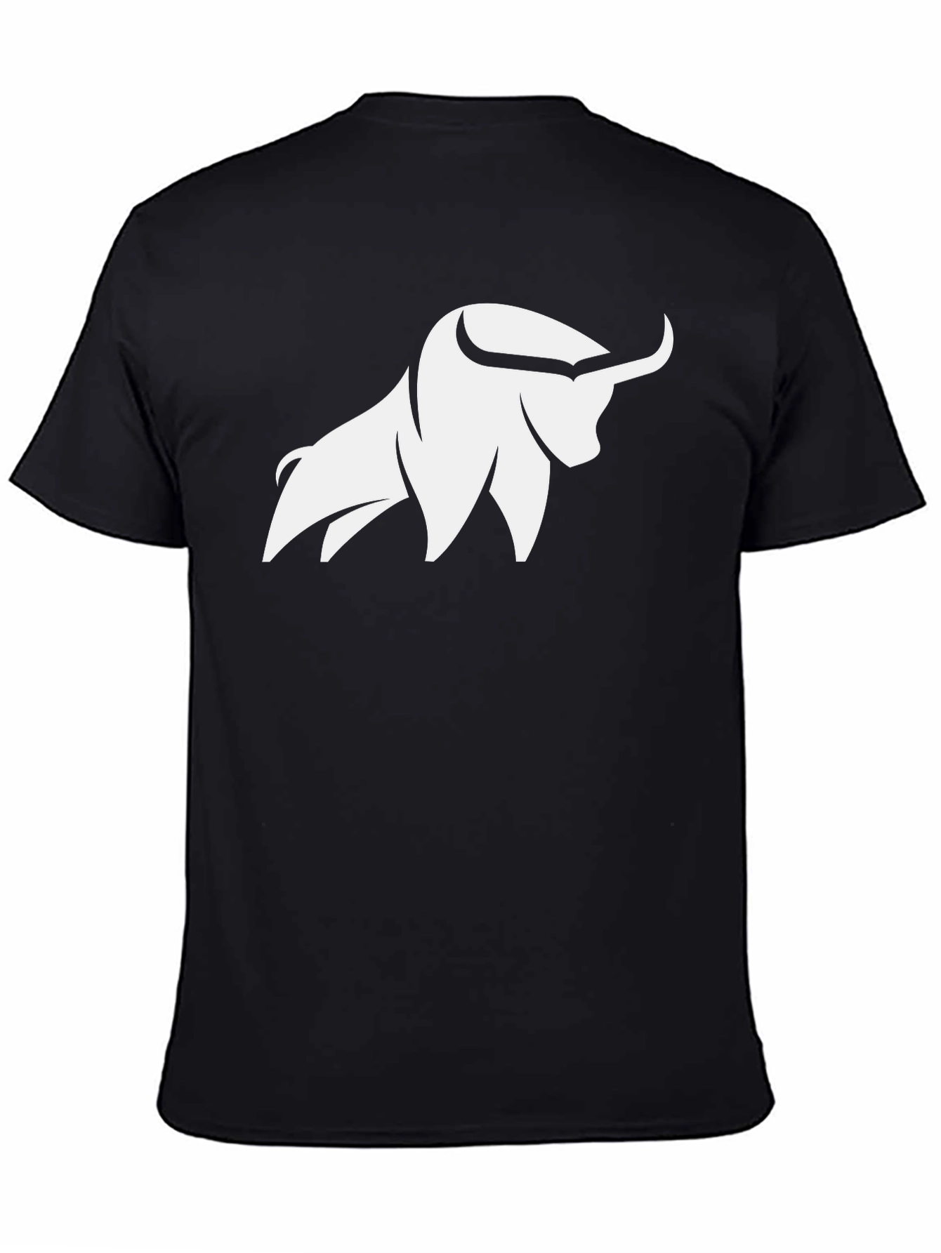 Black Black T-Shirt with White Bull Graphic view 4