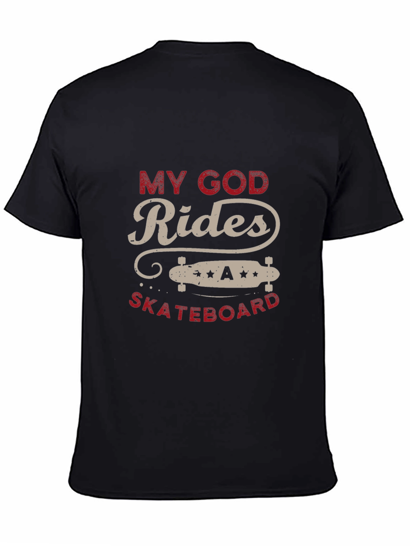 Black My God Rides A Skateboard T-Shirt view 4
