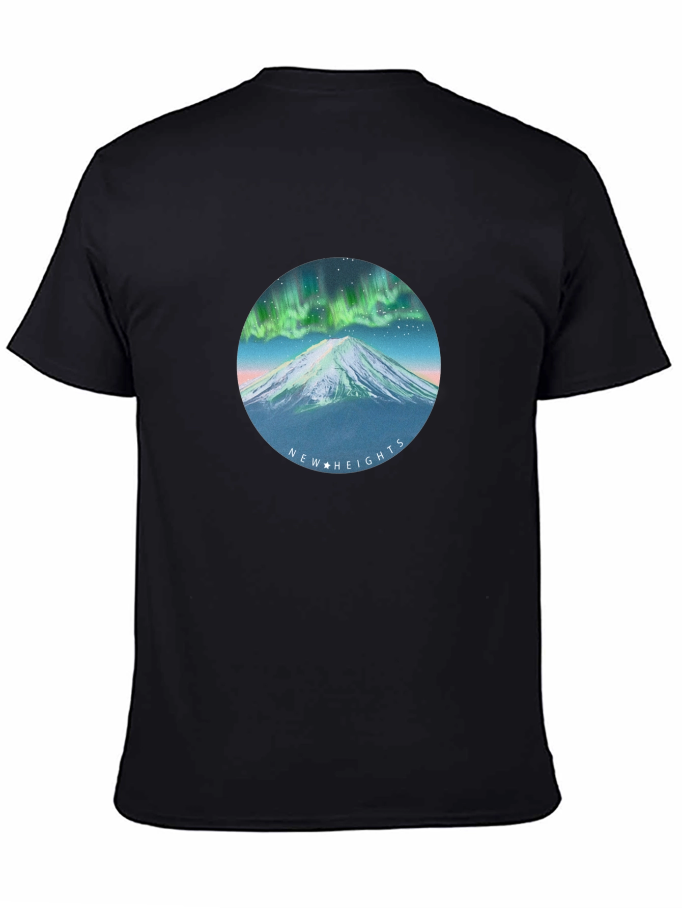 Black Aurora Mountain T-Shirt - New Heights Graphic Tee view 4