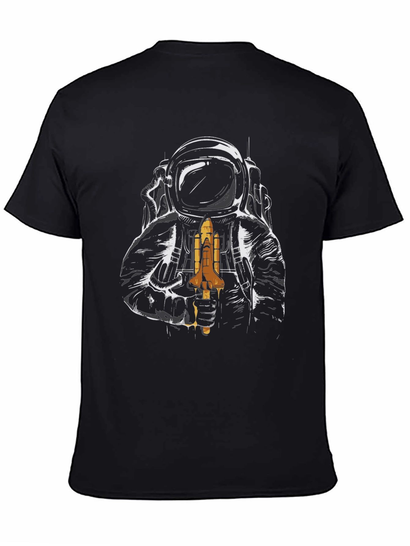 Black Astronaut Space Shuttle Graphic Tee view 4