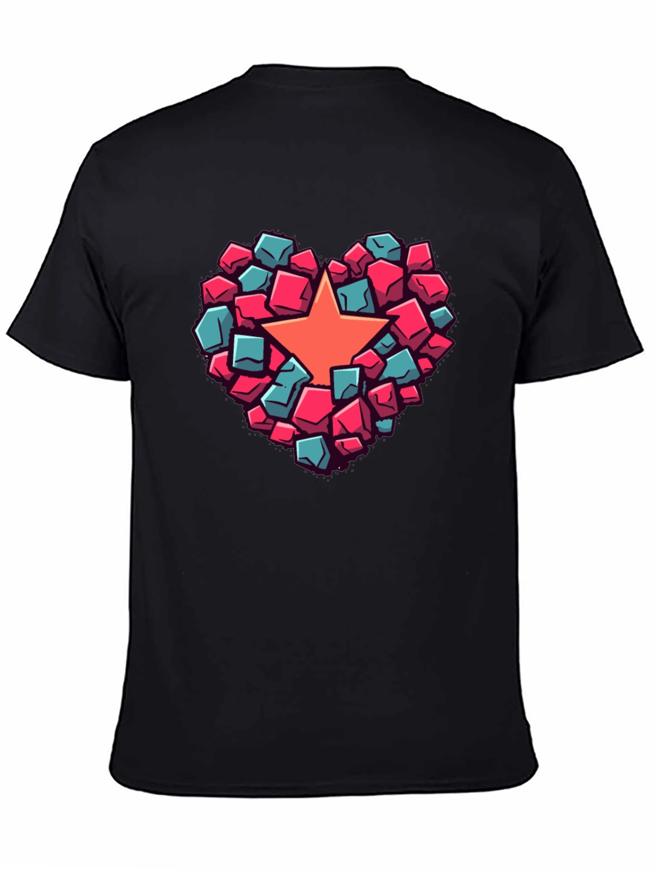 Black Heart Star Block Graphic T-Shirt view 4