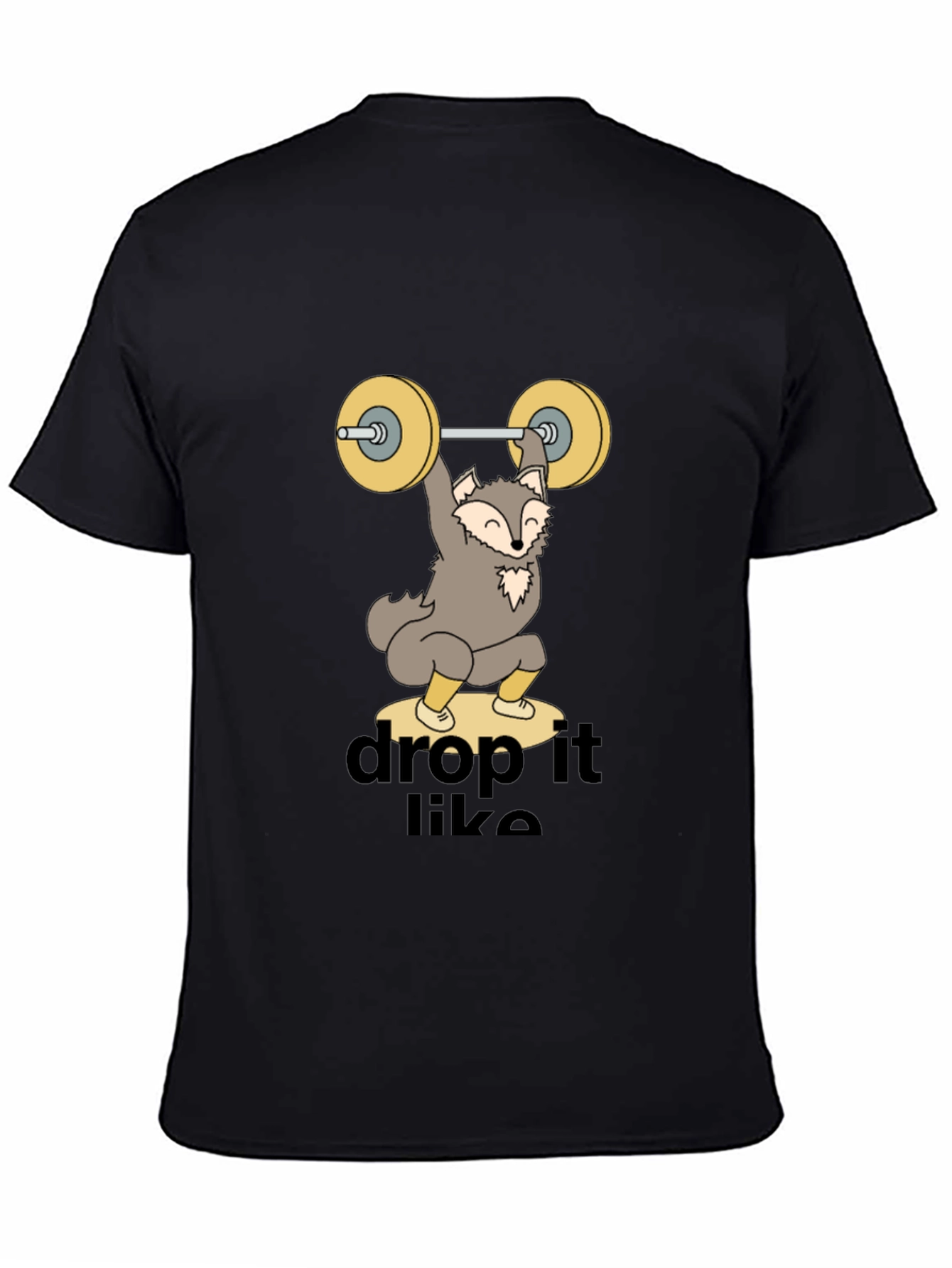 Black Funny Wolf Weightlifting Tee - Drop It Like a Squat view 4