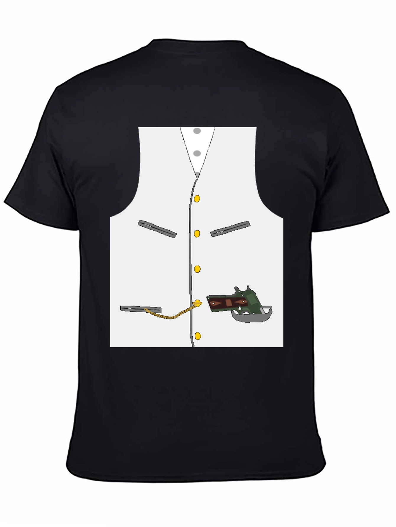 Black Novelty Vest & Gun Graphic T-Shirt view 4