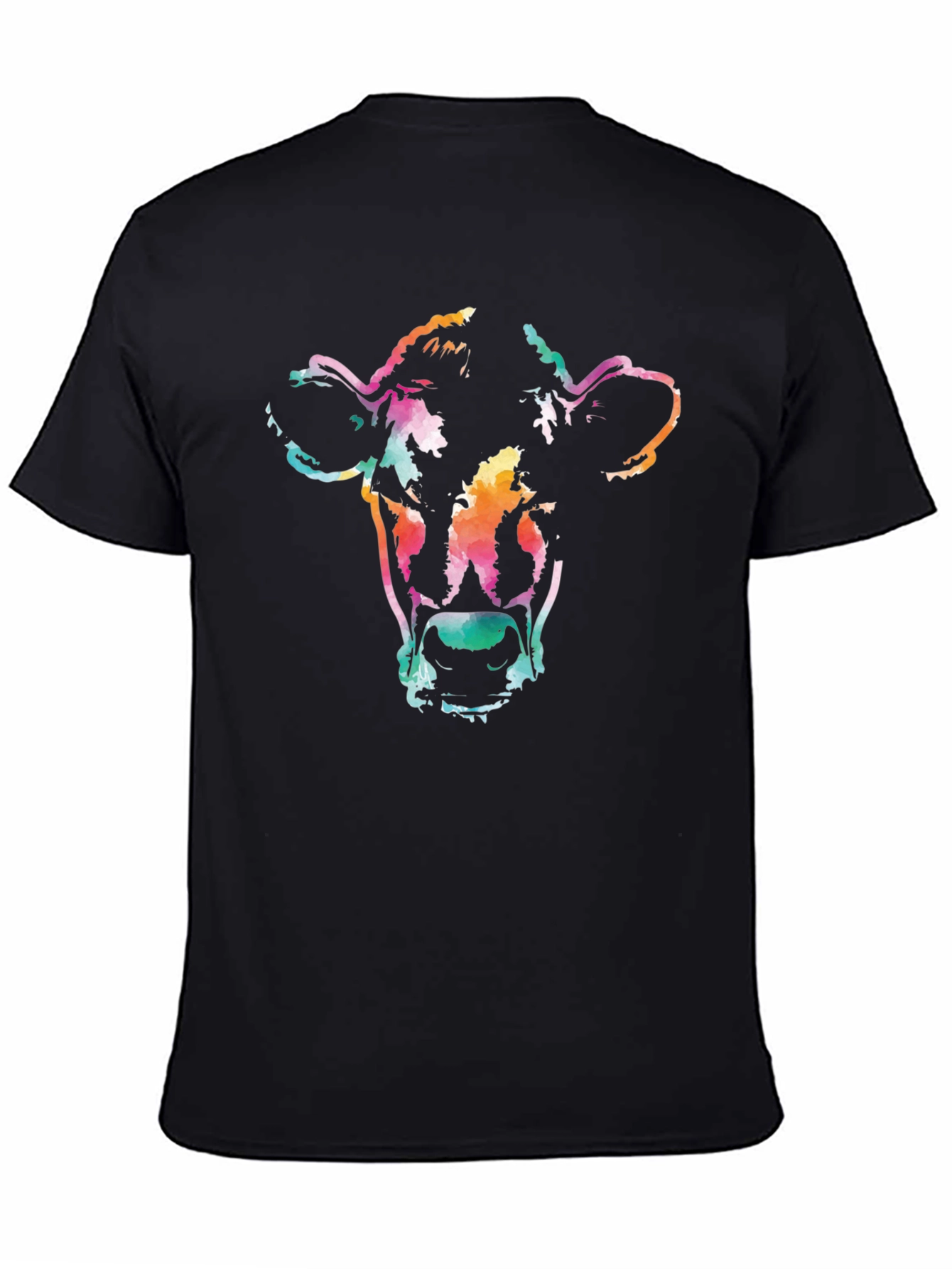 Black Vibrant Cow Graphic Tee - Unisex Black T-Shirt view 4