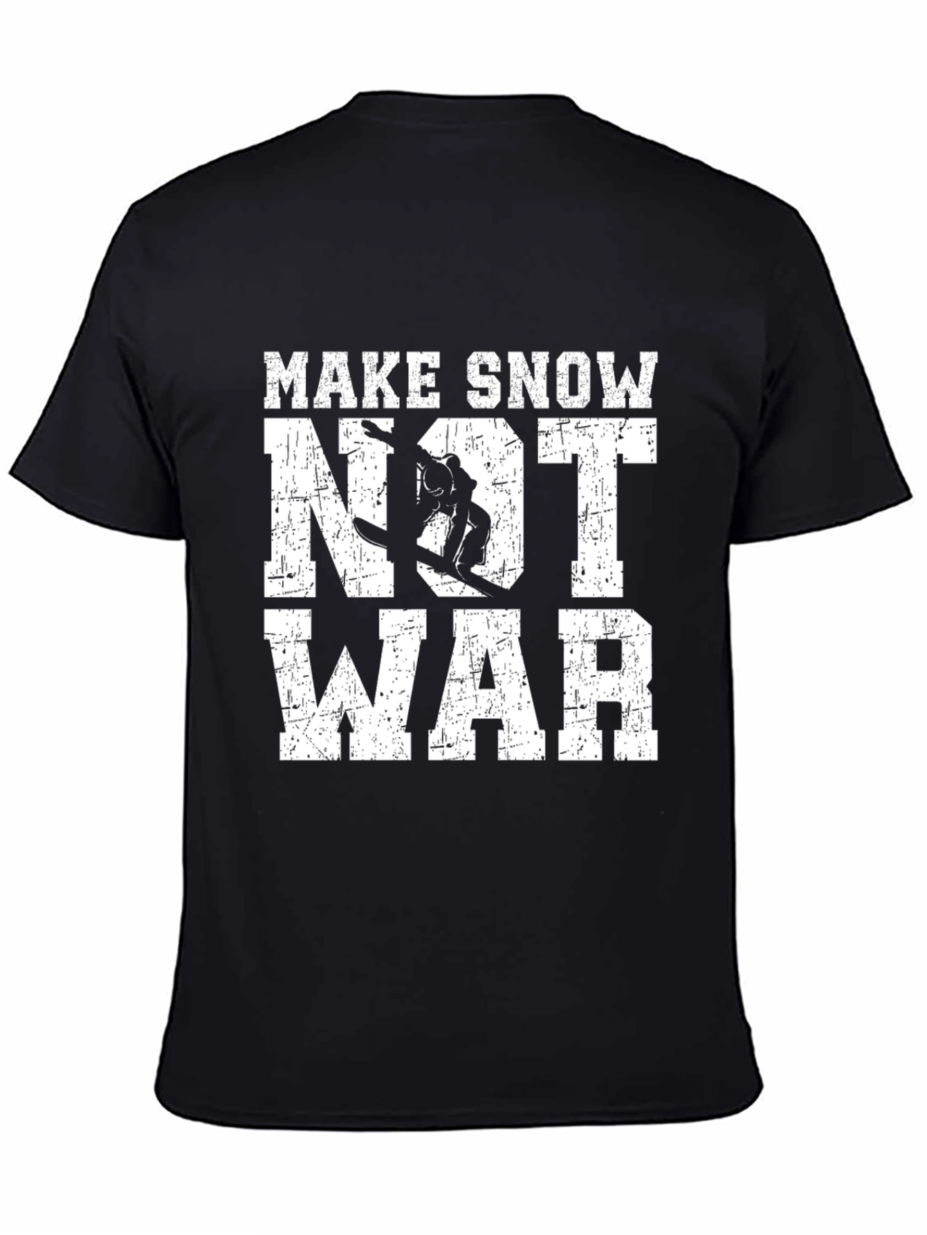Black Make Snow Not War T-Shirt | Snowboarding Shirt view 4