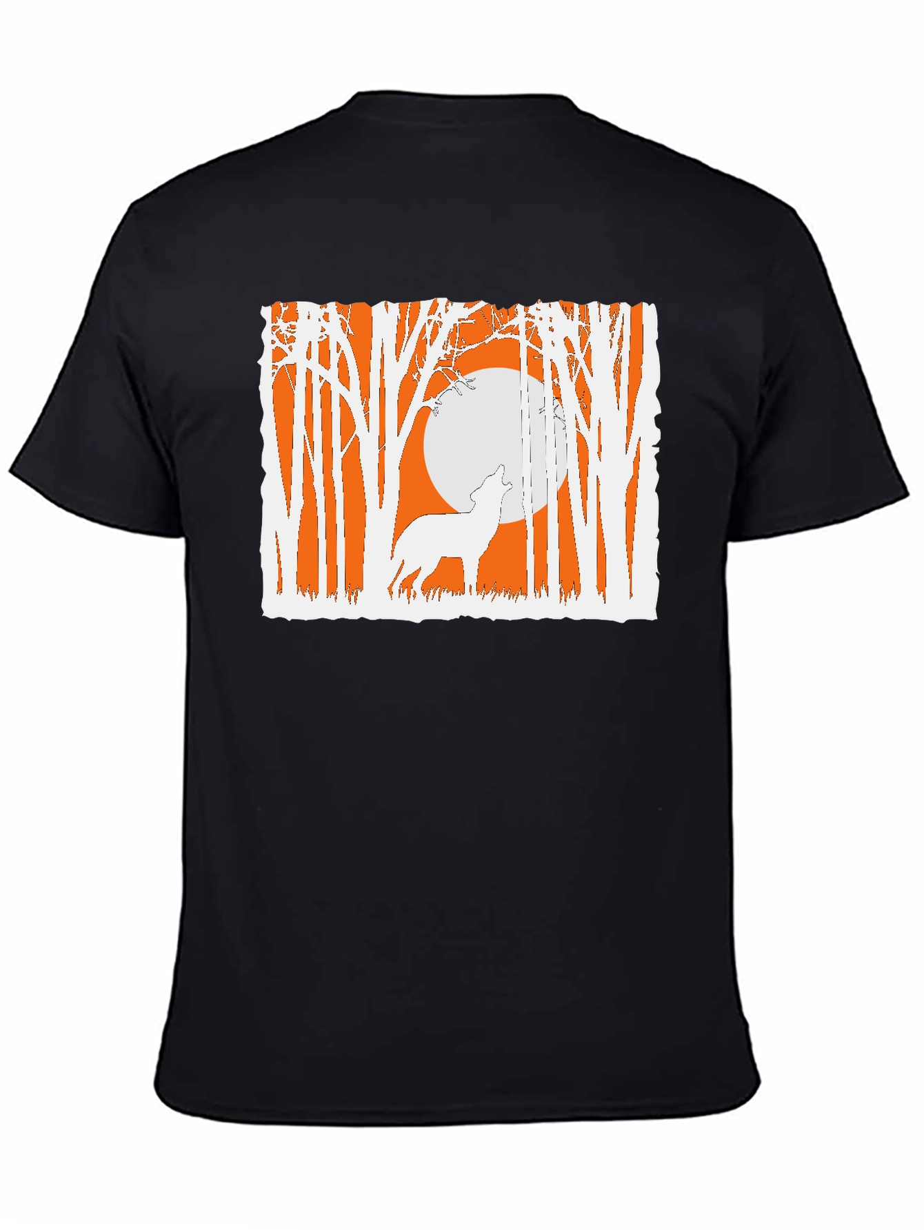 Black Wolf Moon Graphic Tee - Nature Inspired Black T-Shirt view 4