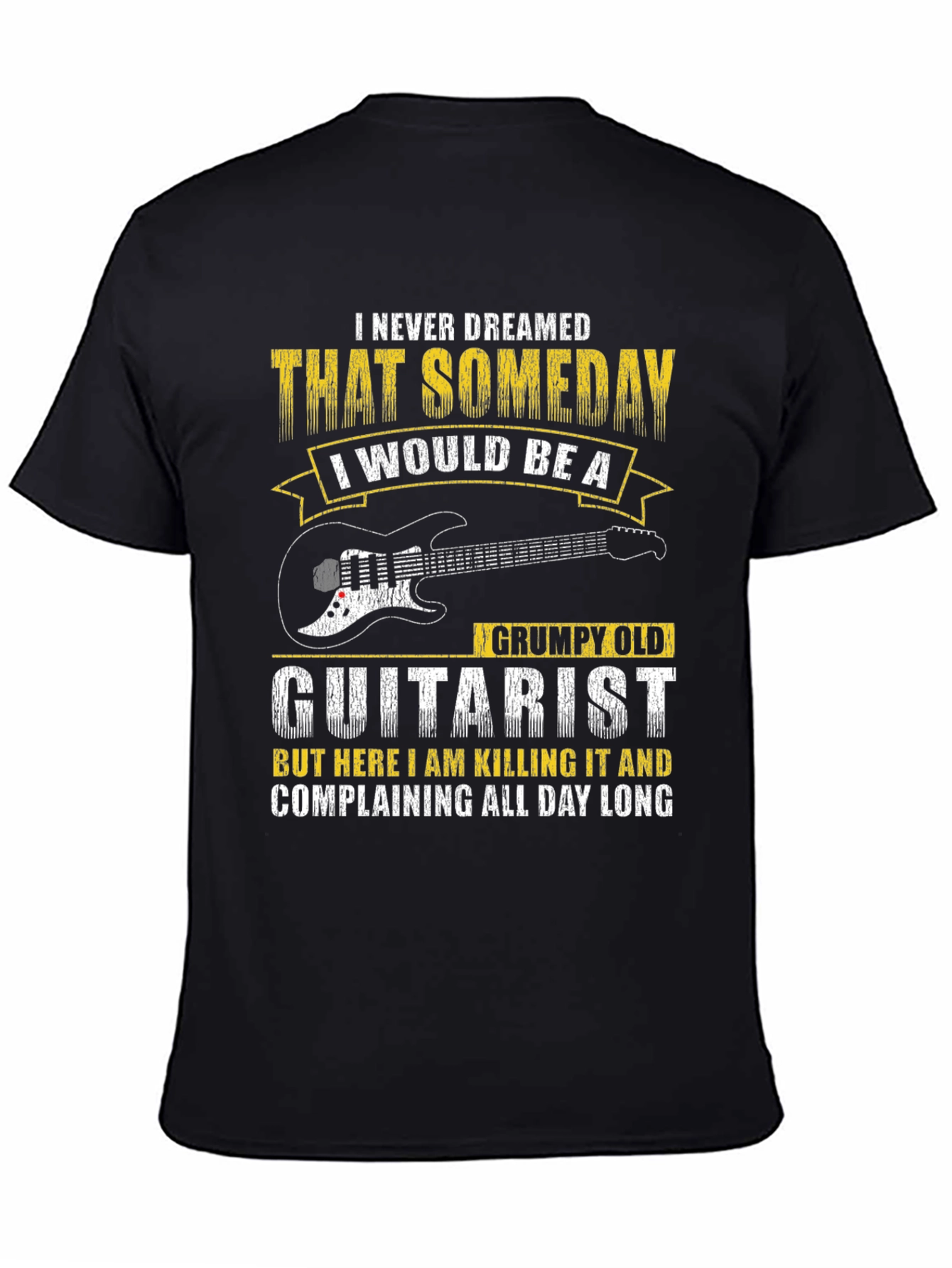 Black Grumpy Old Guitarist T-Shirt view 4