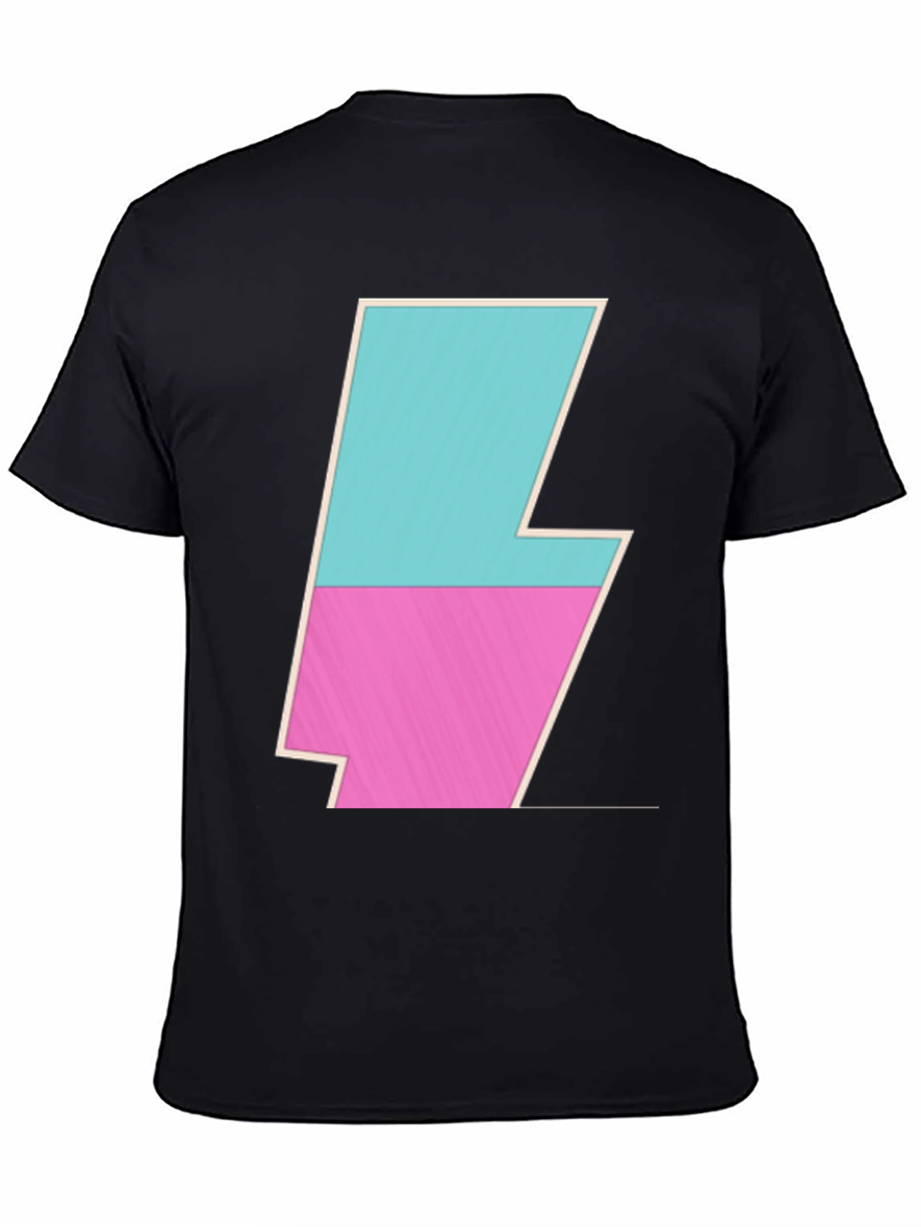 Black Retro Lightning Bolt Tee - Black Cotton Blend view 4